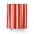 Warm Poppy Coral Stripe Shower Curtain, Poppy Red Classic Bathroom Decor, Modern Stripe Bath Curtain, Guest Bath Decor, Small Bathroom Decor