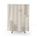 Gold Line White Abstract Modern Beige Black Shower Curtain