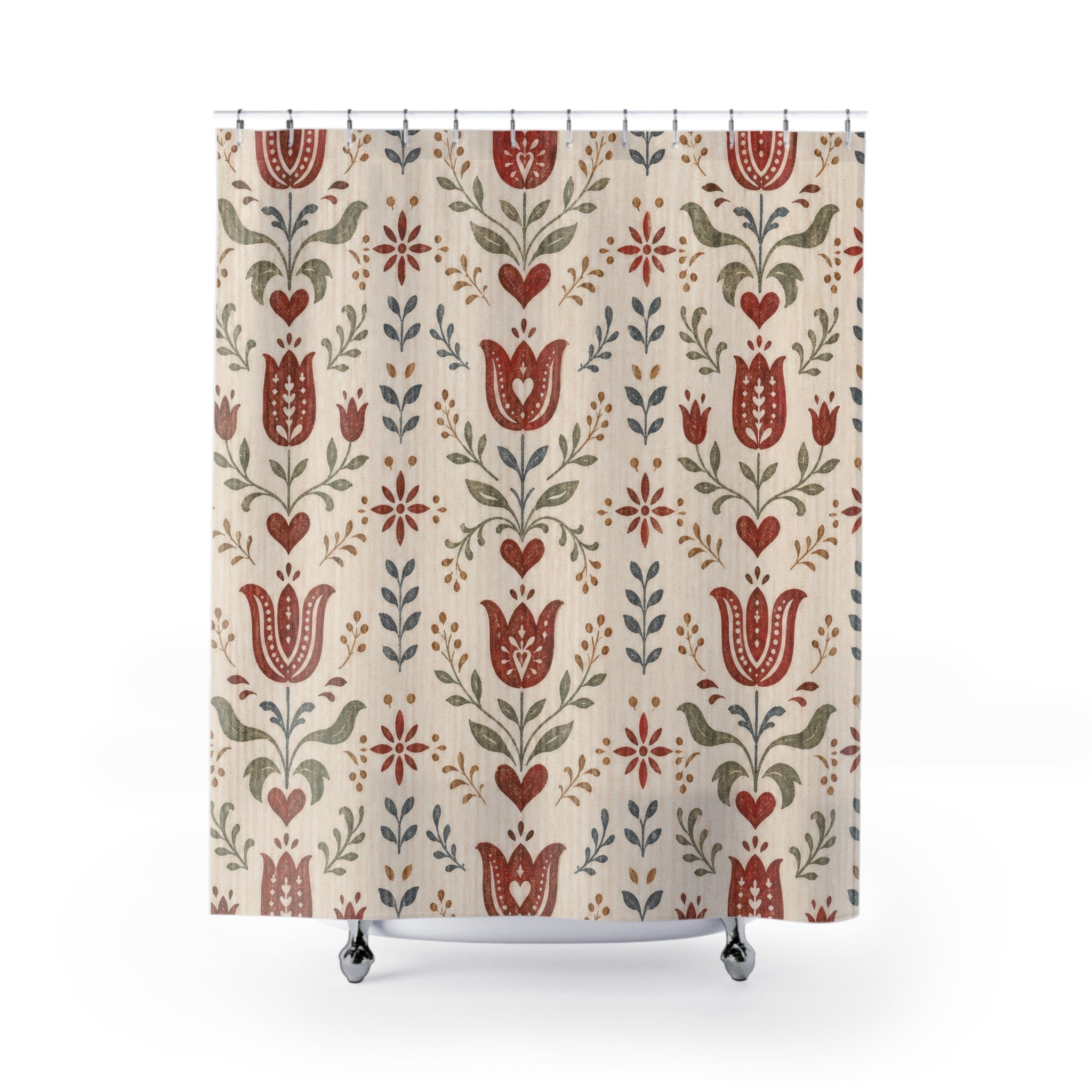 Swedish Folk Floral Shower Curtain