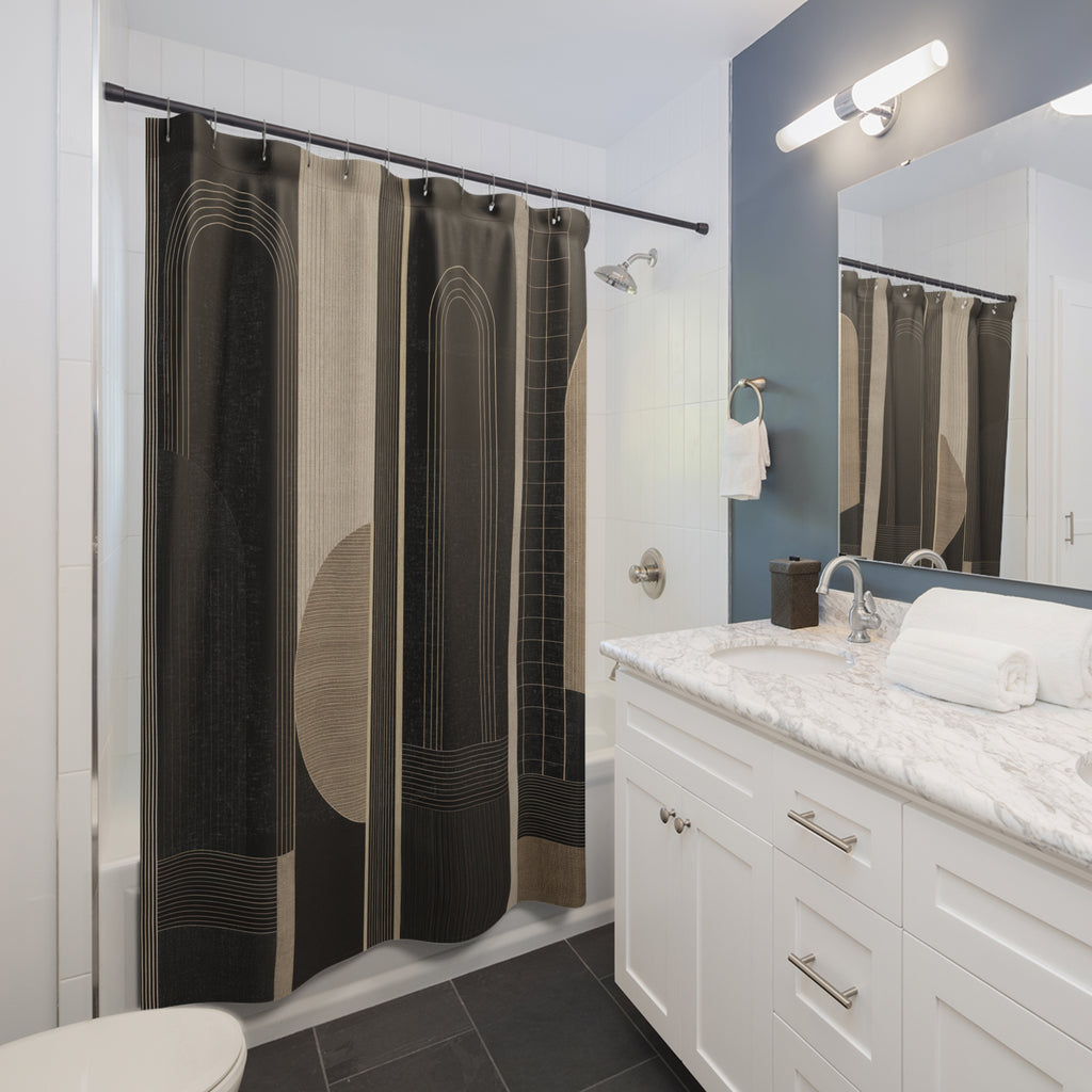 Black and Beige Art Deco Shower Curtain