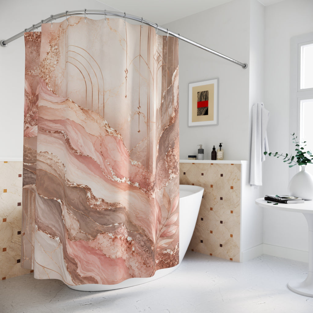 Rose Gold Shower Curtain: Art Deco Marble