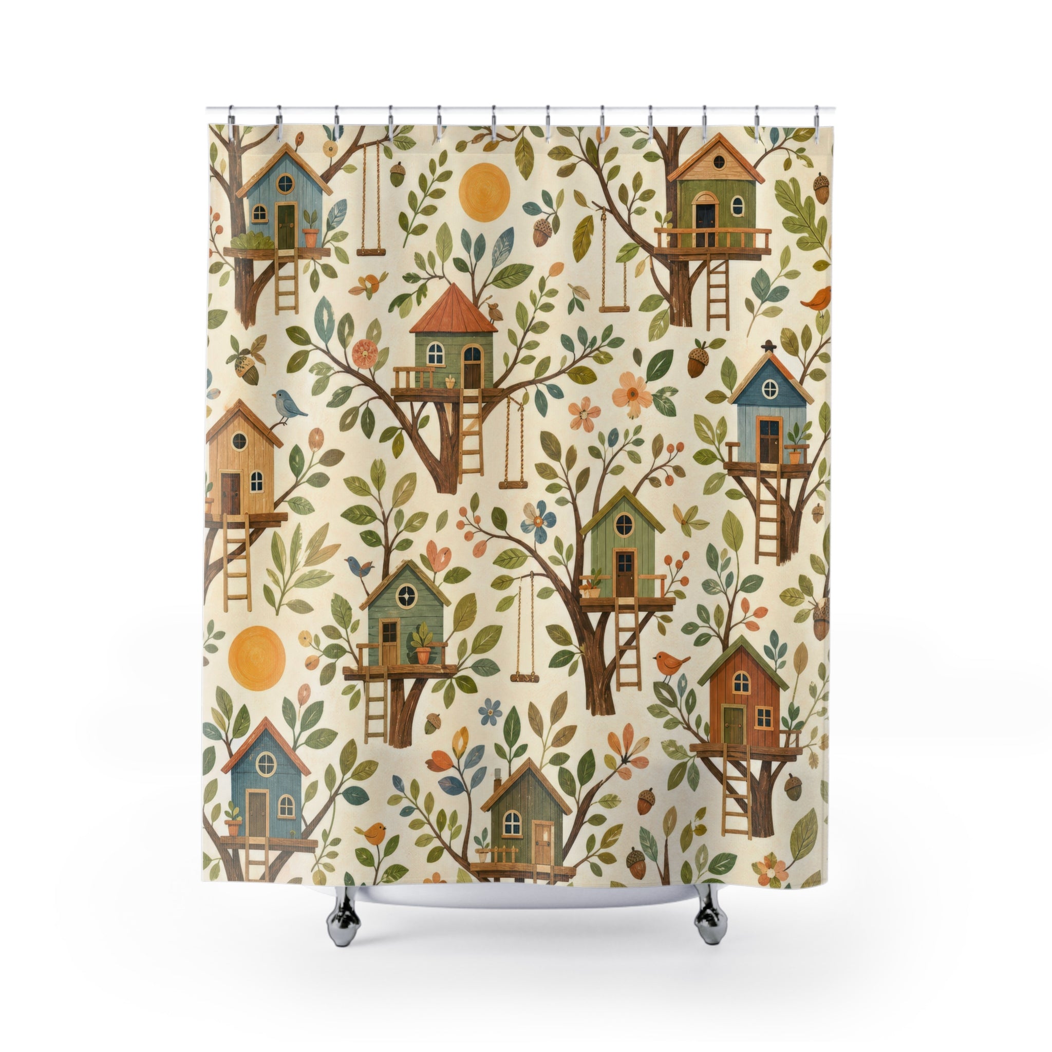 Kids Birdhouse Shower Curtain