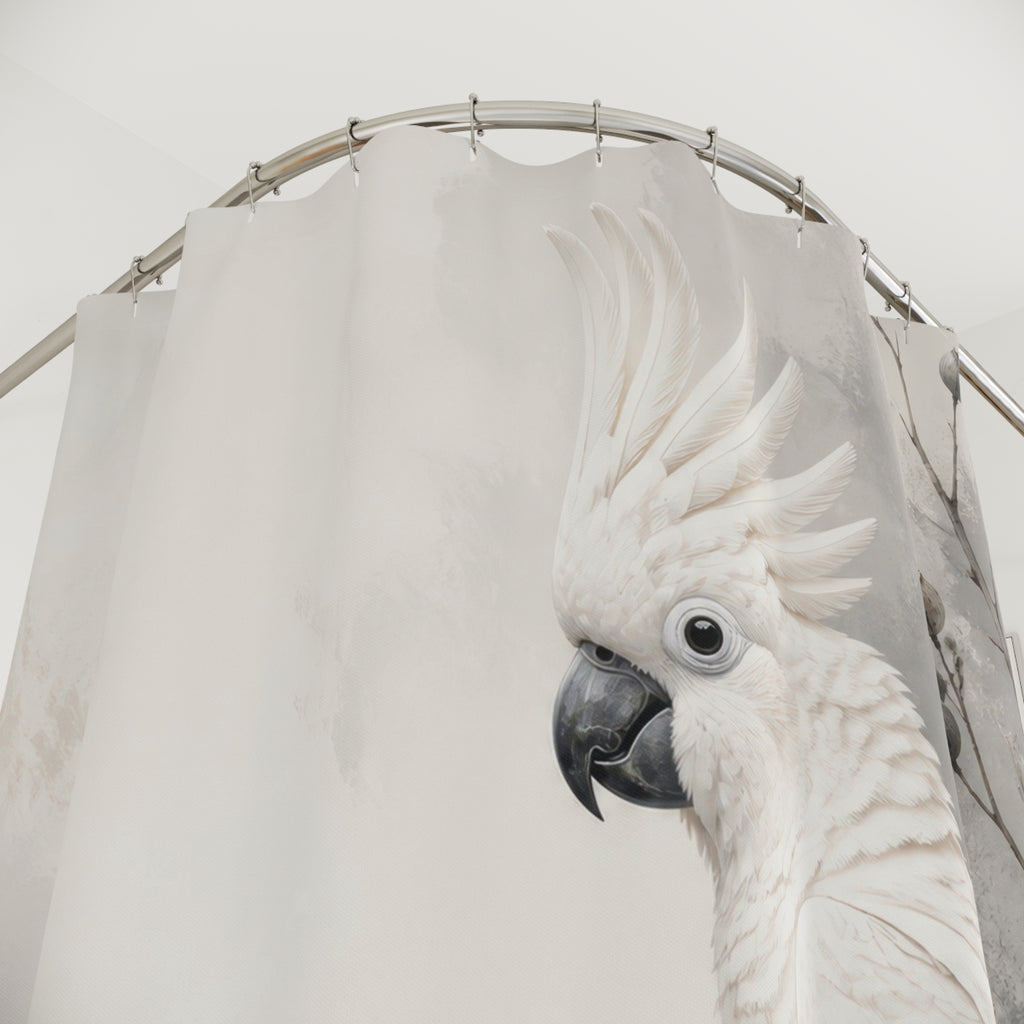 Grey Ink Wash Cockatoo Shower Curtain