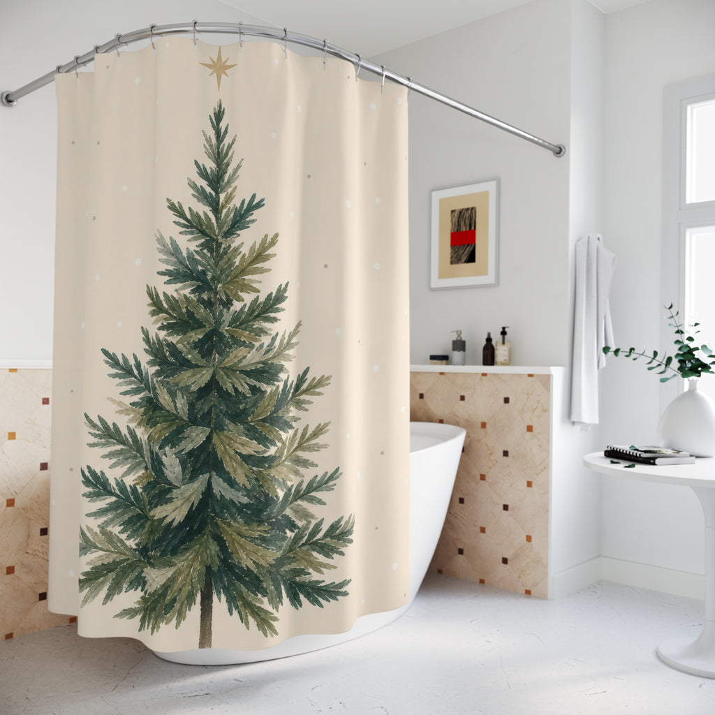 Evergreen Tree Christmas Shower Curtain: Evergreen Tree Shower