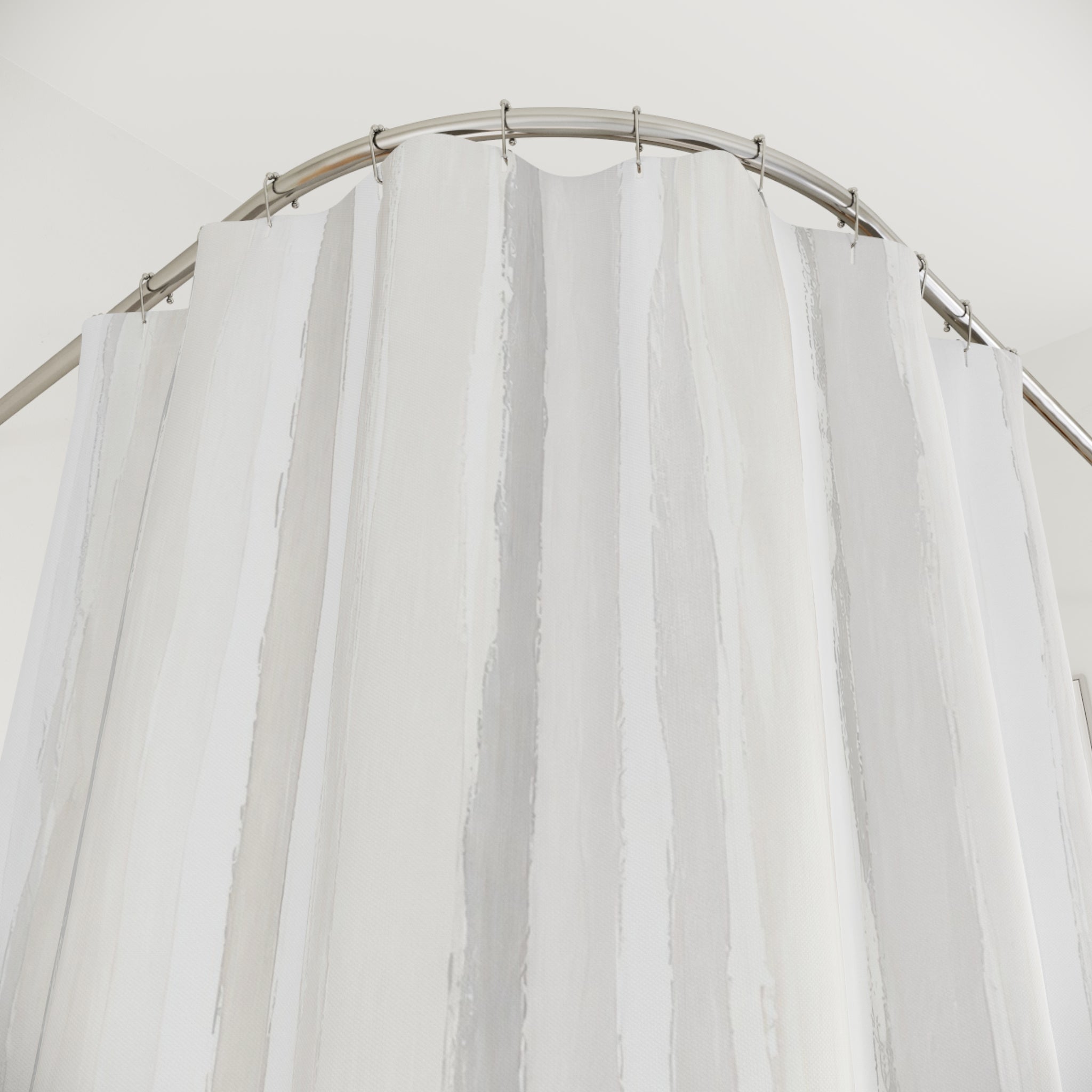 Gray Beige Watercolor Pinstripe Shower Curtain