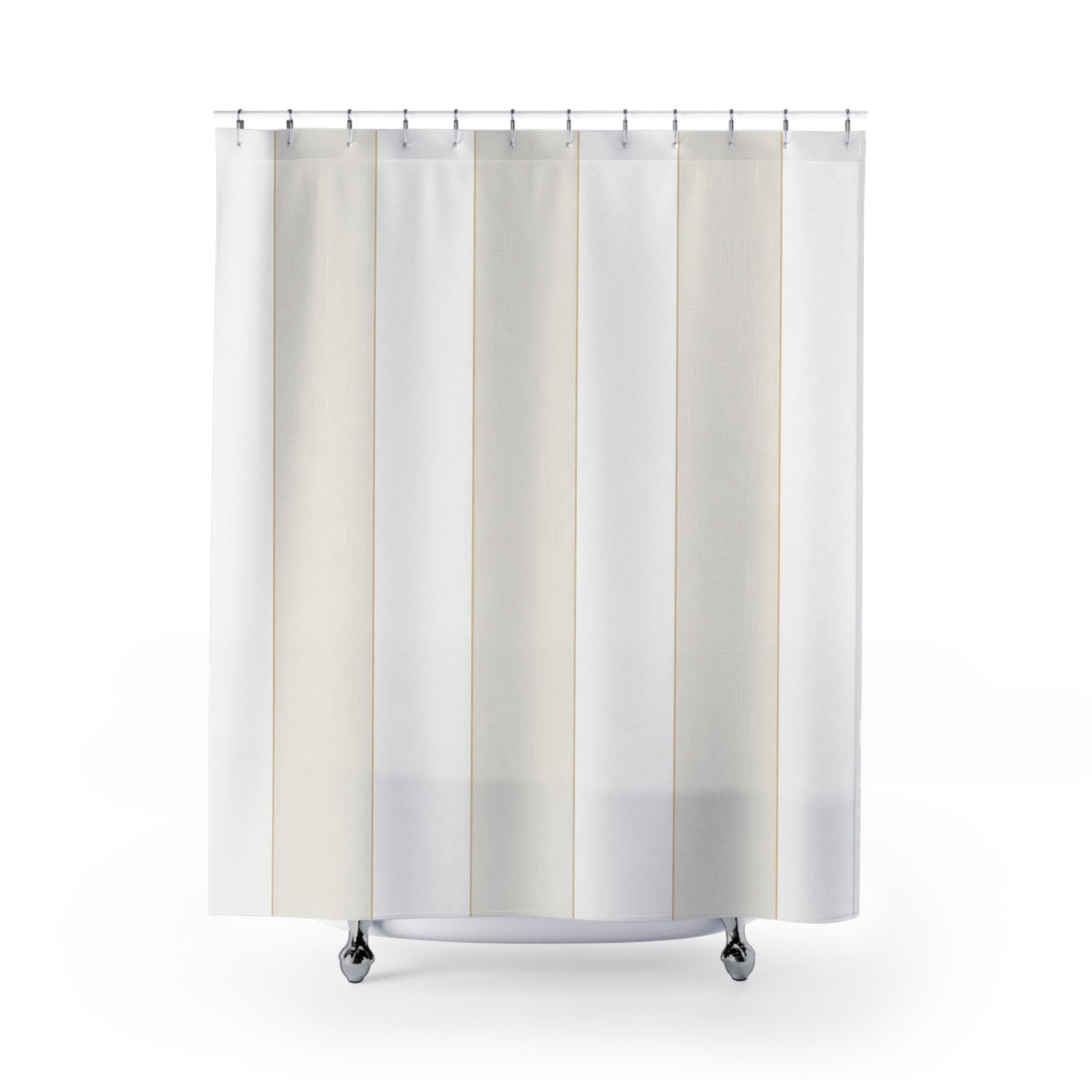 Ivory Beige Wide Vertical Band Shower Curtain