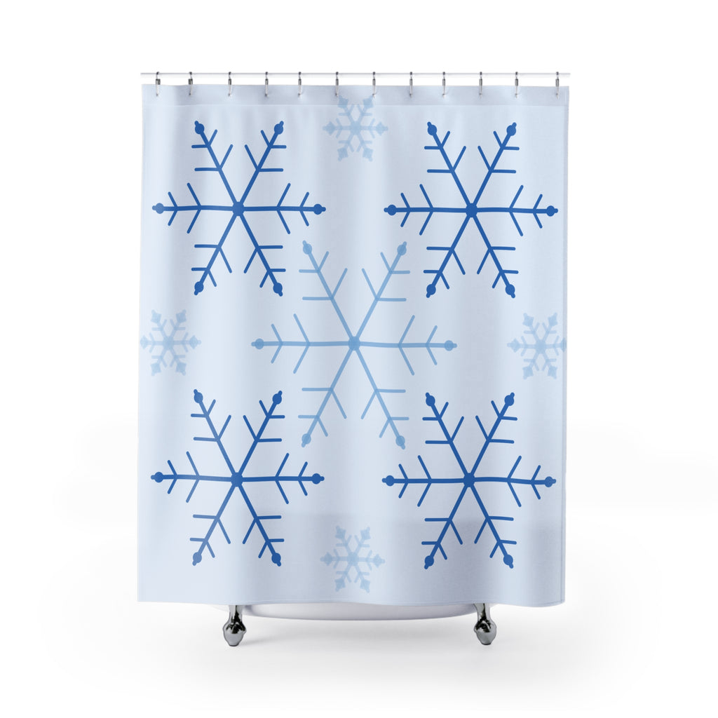 Snowflake Shower Curtain: Blue White Winter
