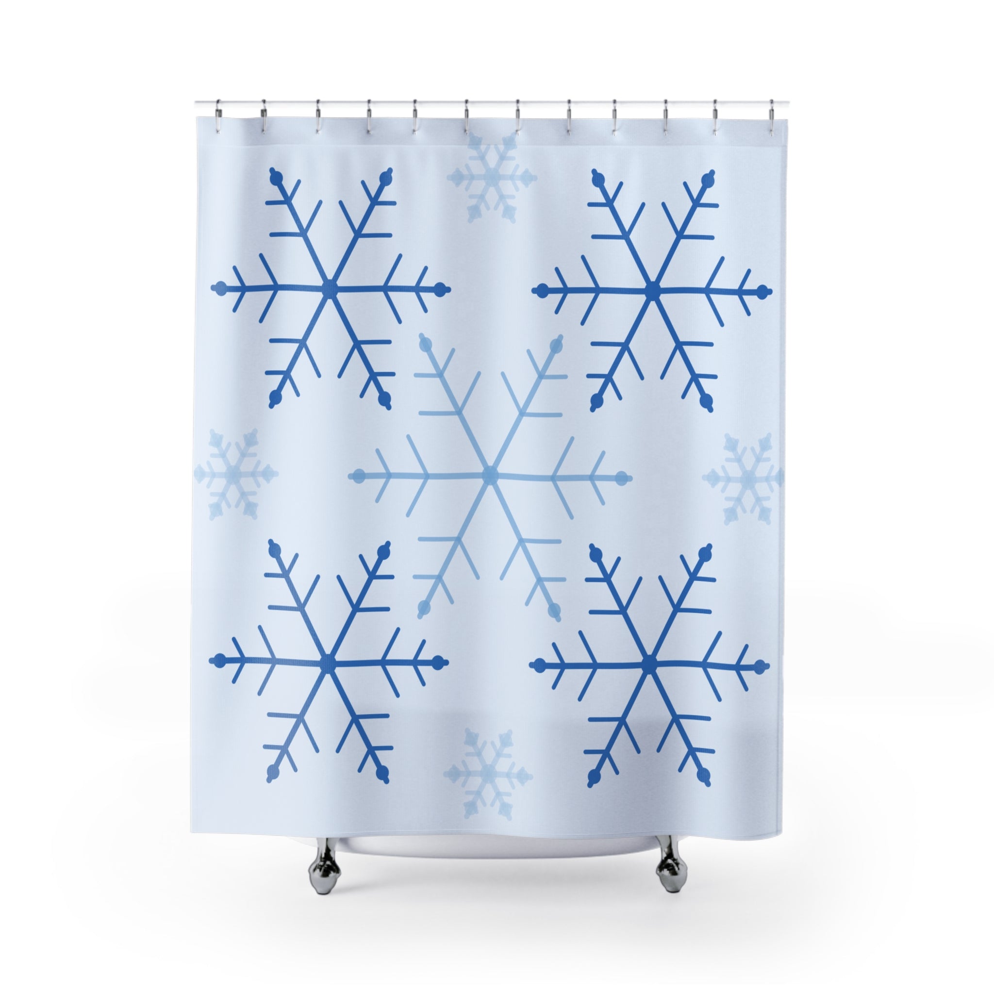 Snowflake Shower Curtain: Blue White Winter