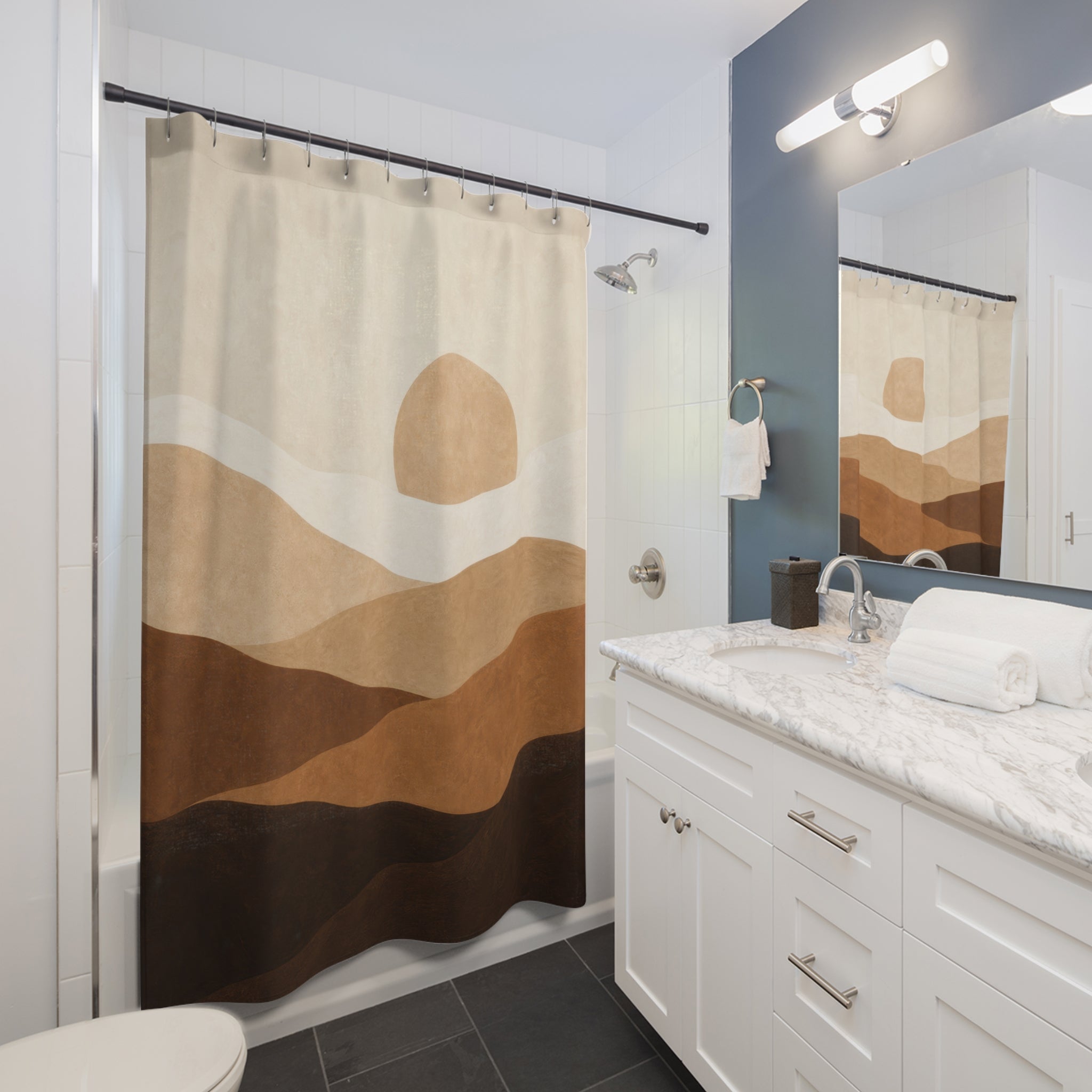 Brown Beige Desert Hills Shower Curtain