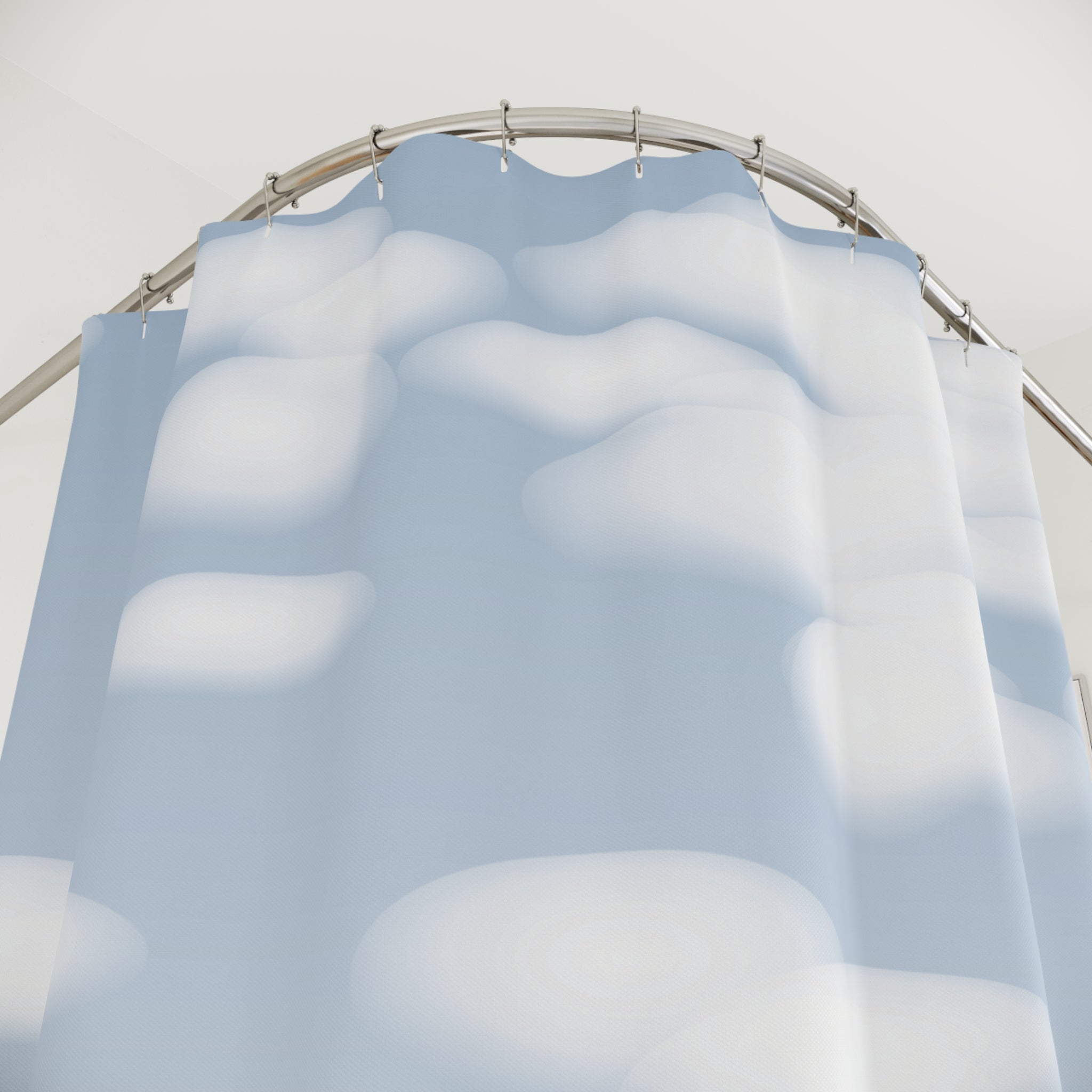Blue and White Cloud Drift Shower Curtain
