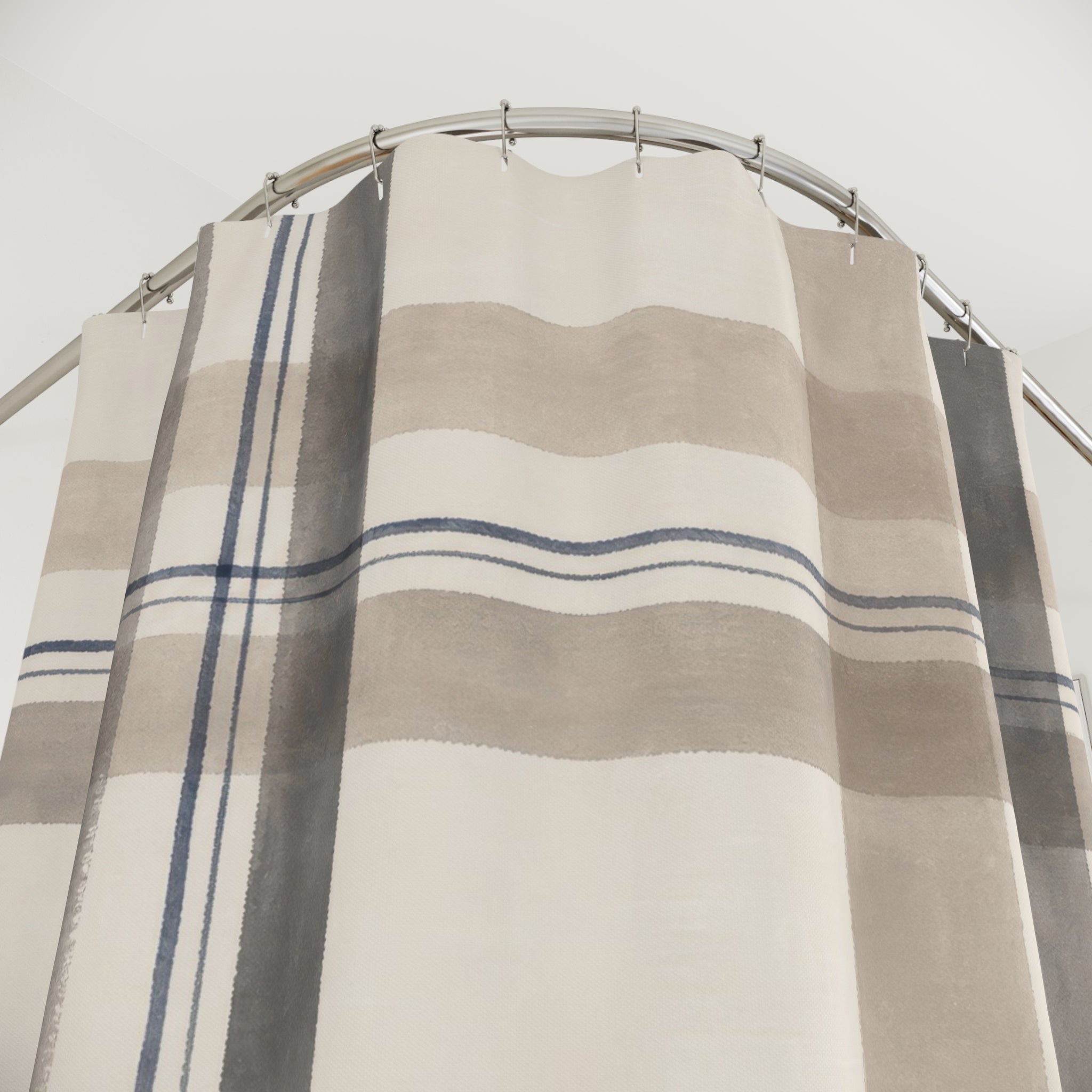 Black Beige Fine Check Shower Curtain