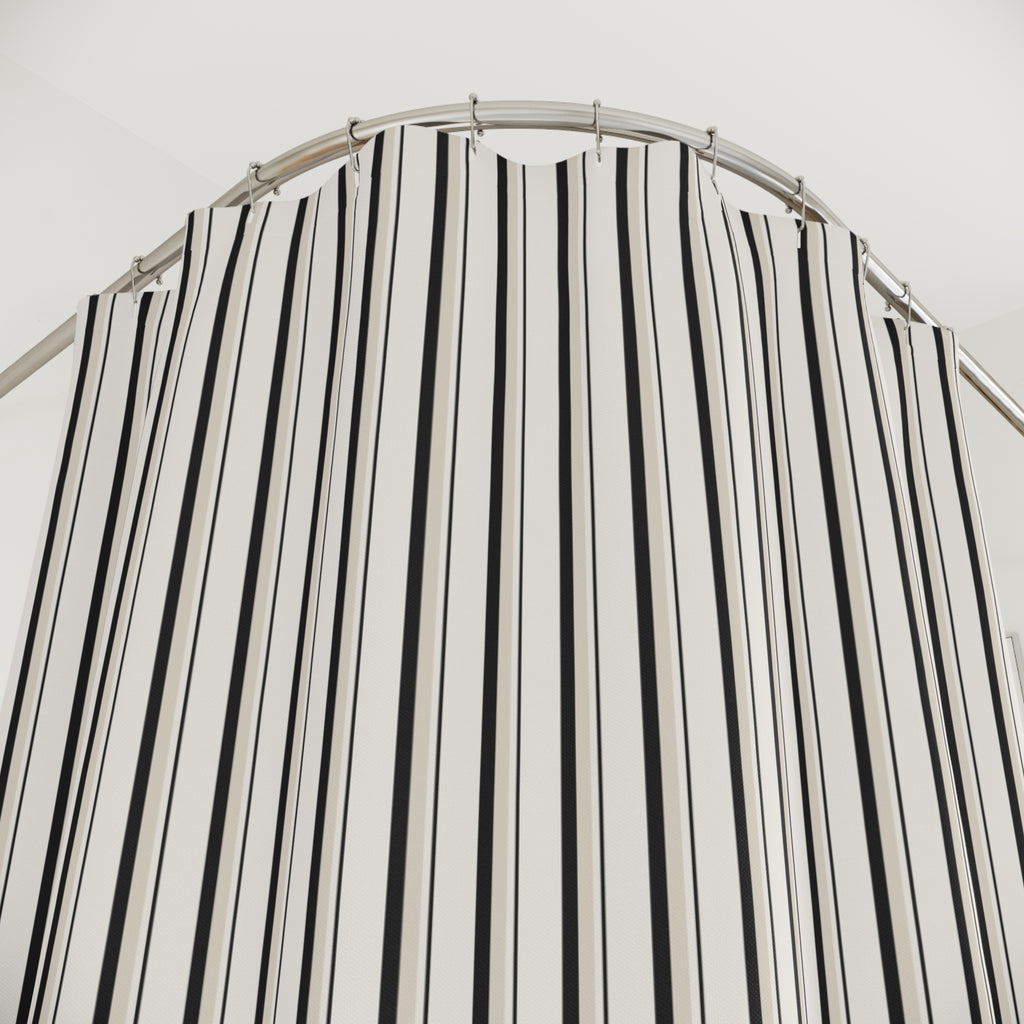 Black and Cream Bold Striped Shower Curtain