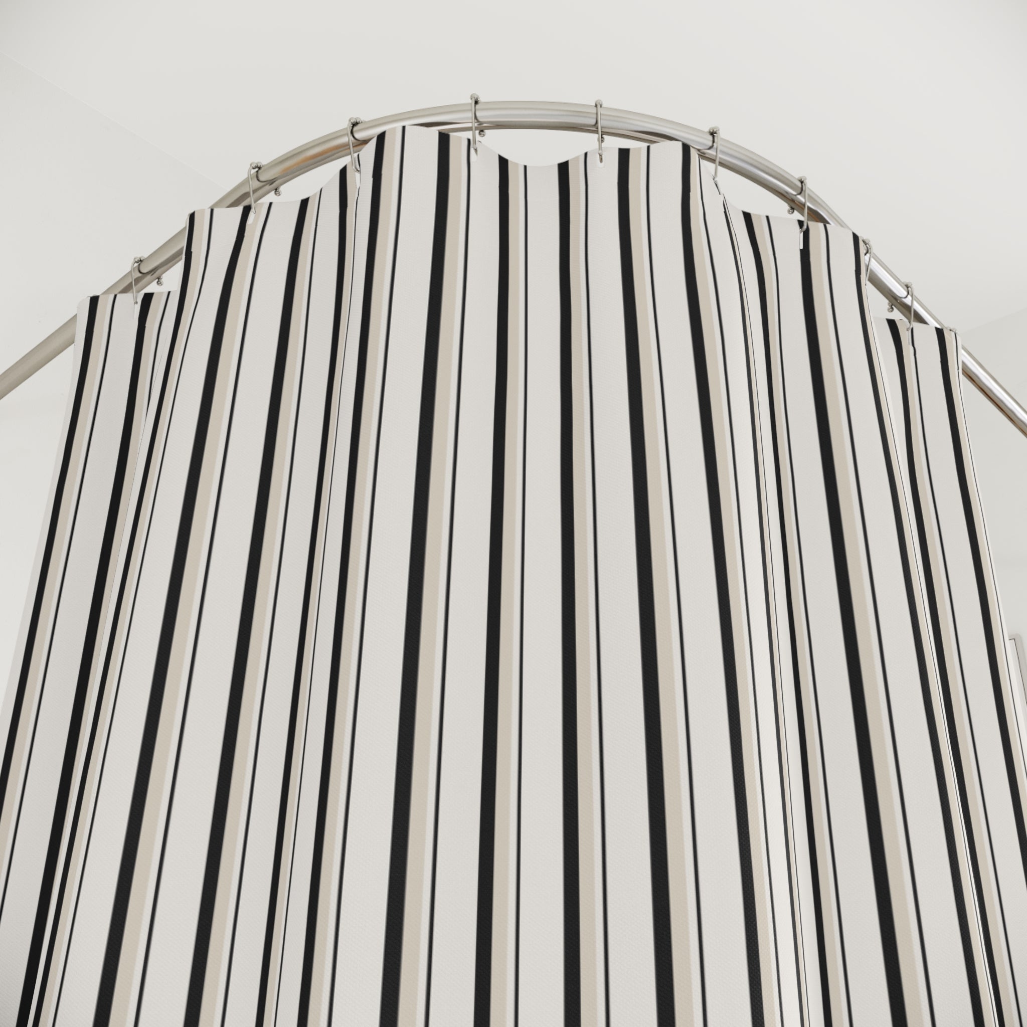 Black and Cream Bold Striped Shower Curtain