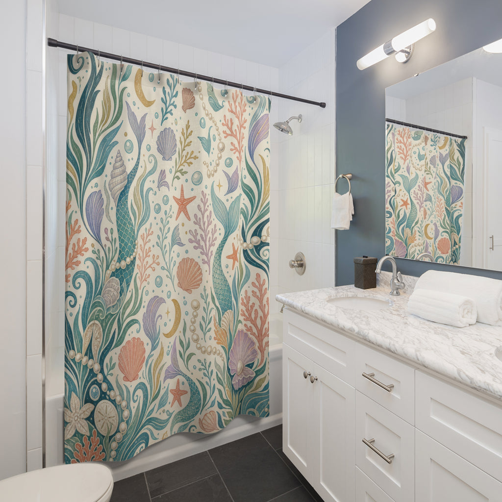 Mermaid Ocean Coastal Shower Curtain