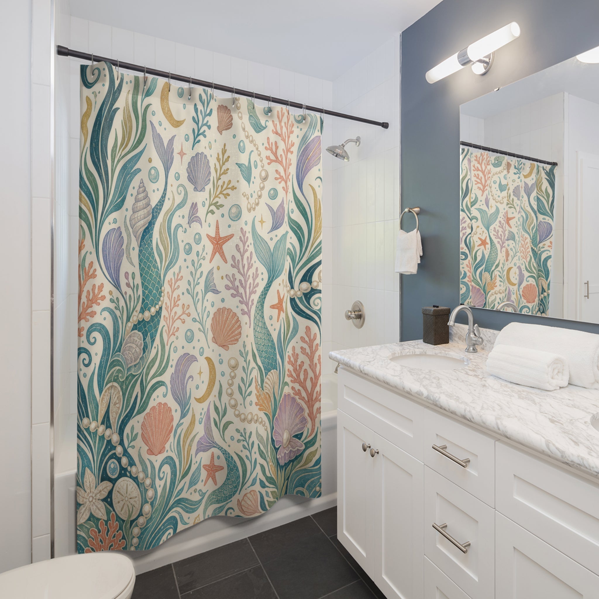 Mermaid Ocean Coastal Shower Curtain