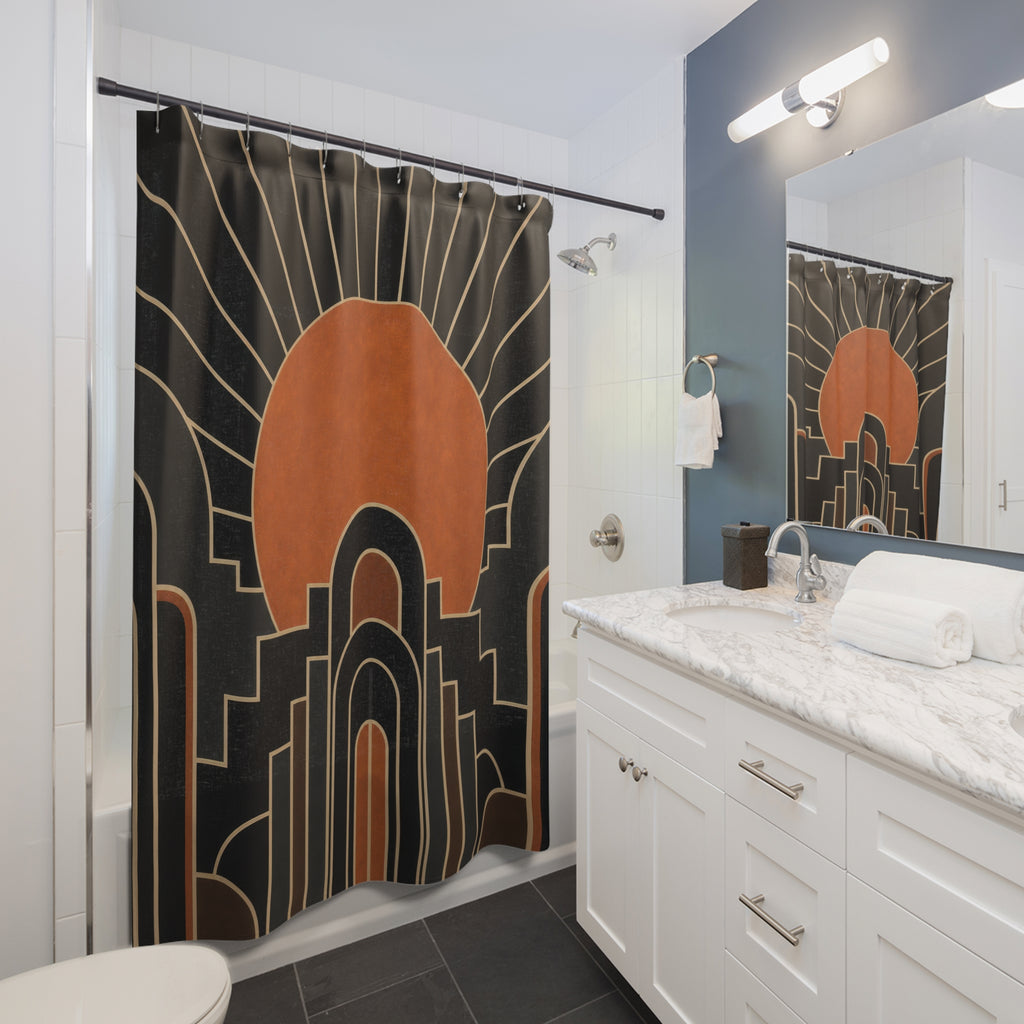 Copper Deco Black Shower Curtain