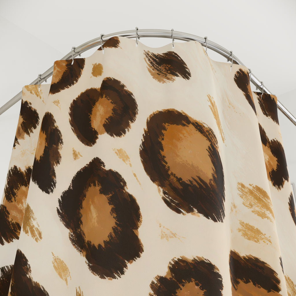 Ivory Caramel Leopard Rosette Shower Curtain