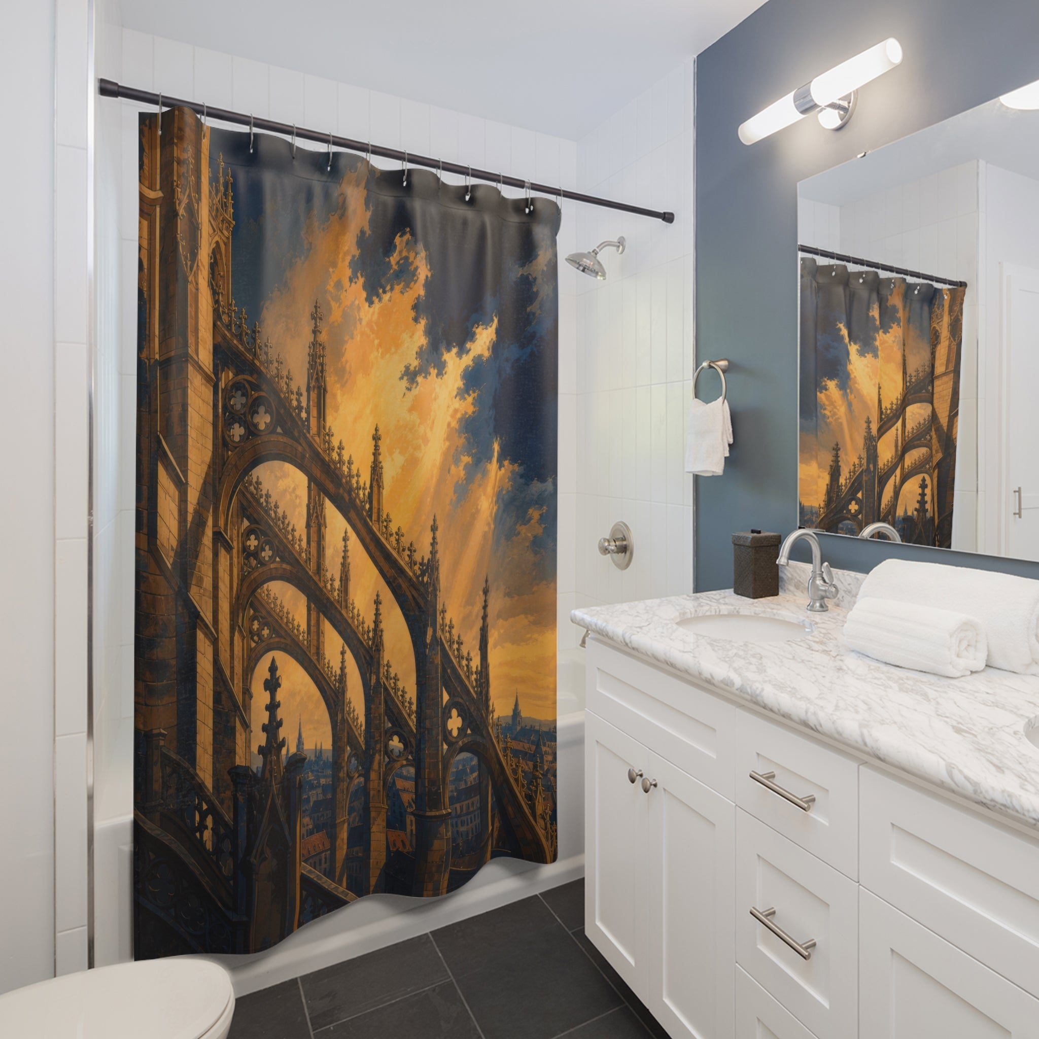 Gothic Flying Buttress Shower Curtain