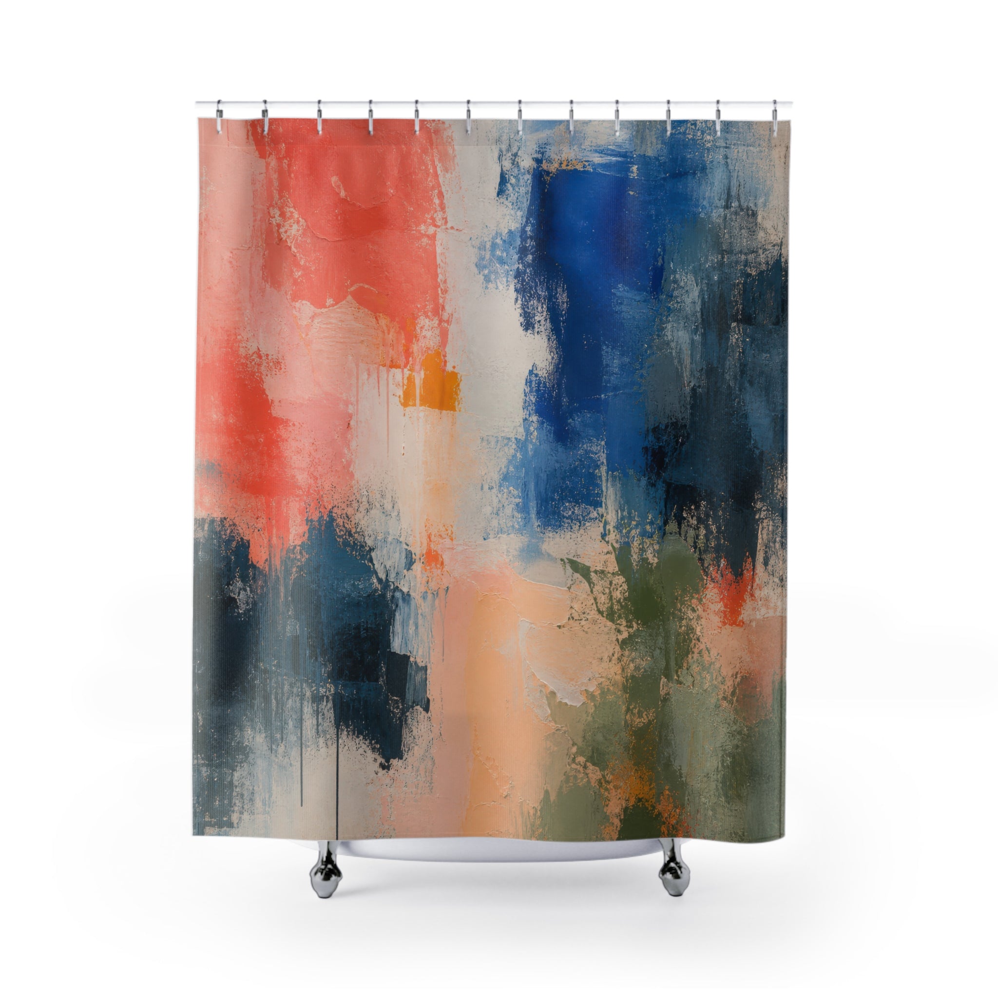 Coral Blue Color Field Shower Curtain