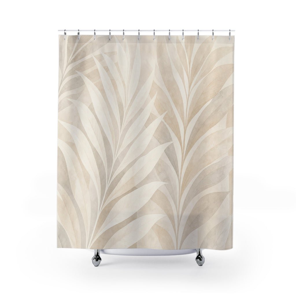 Large Cream Botanical Shower Curtain