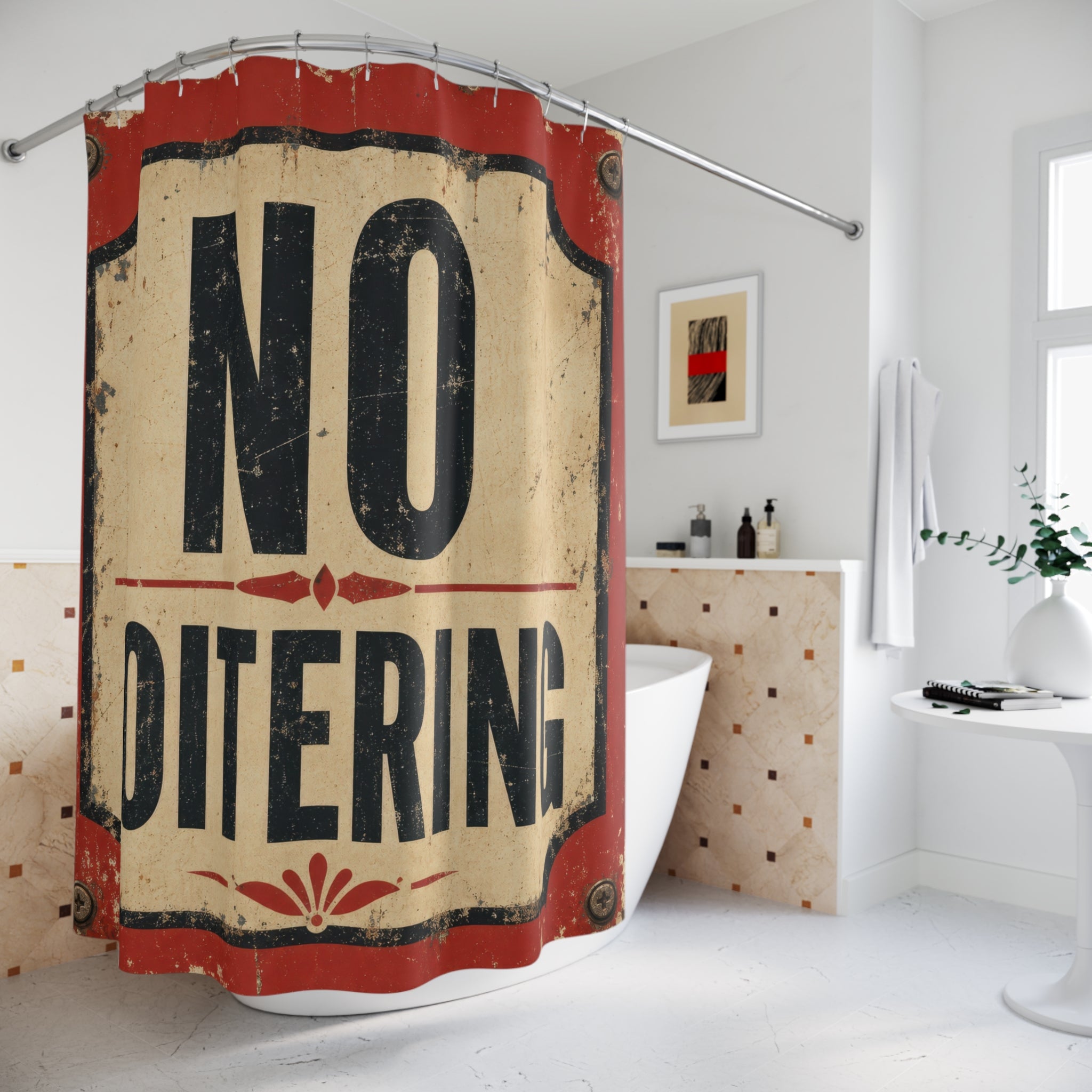 No Loitering Sign Unique Funny Shower Curtain