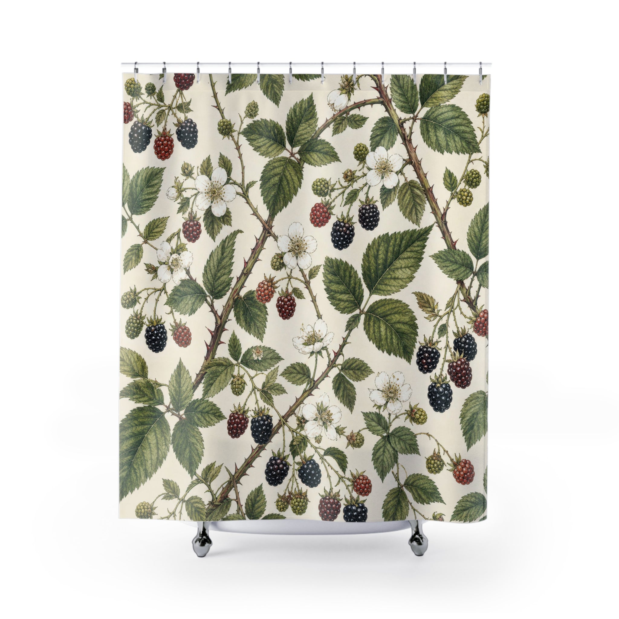 Botanical Berry Bramble Plant Shower Curtain