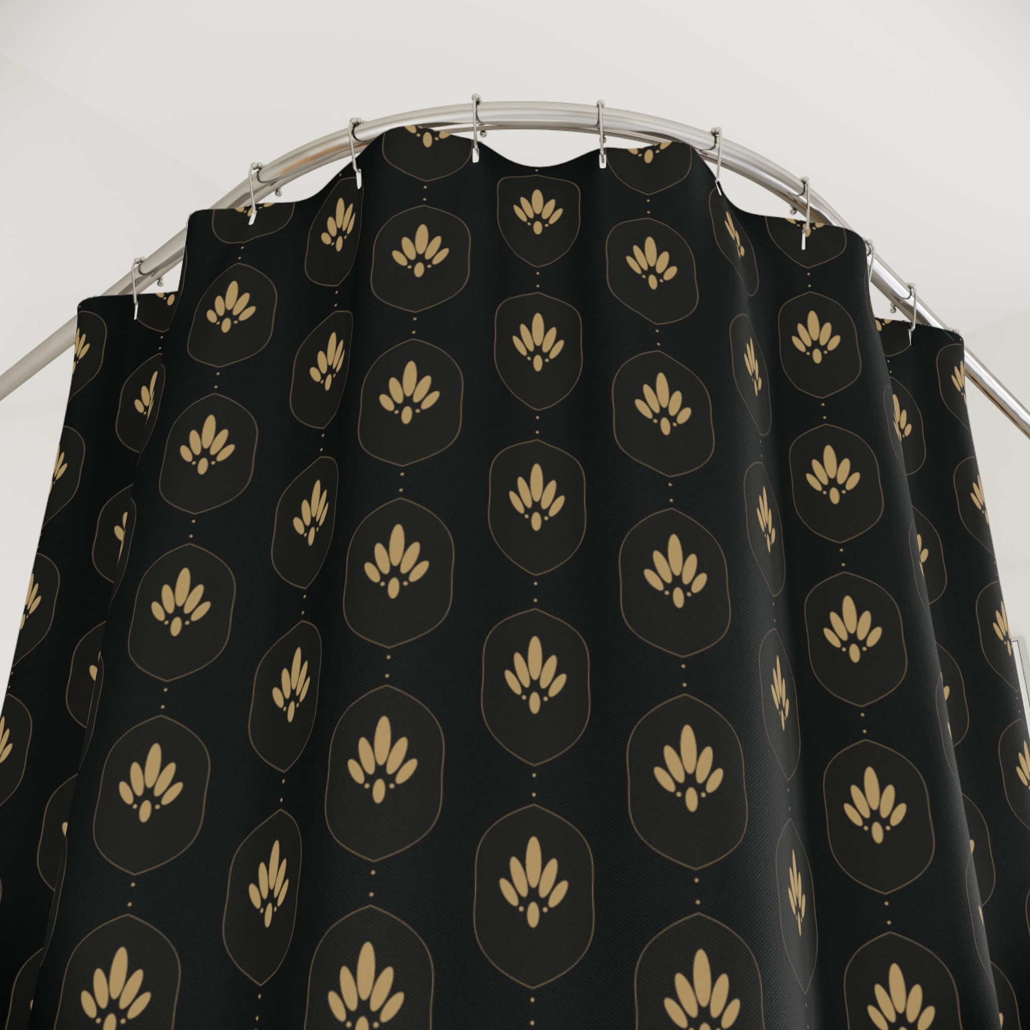 Black & Gold Damask Shower Curtain – Gothic Ogee