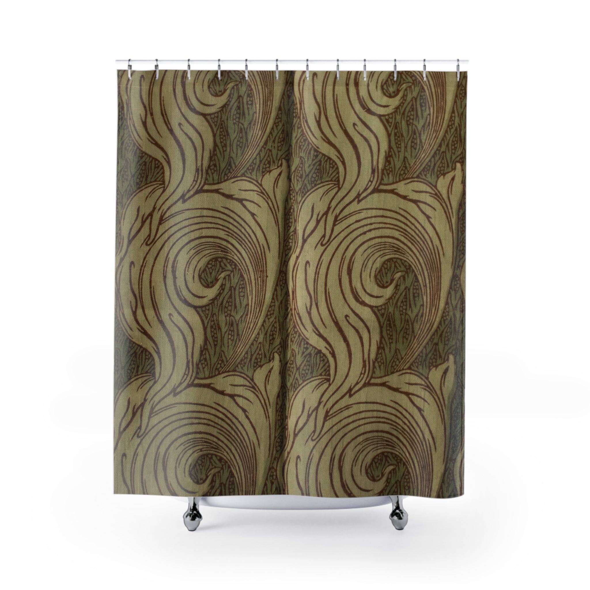 Mackmurdo Single Leaf Shower Curtain – 1884 Beige Olive