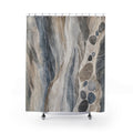 Stone Abstract slate gray blue shower curtain with full front view
