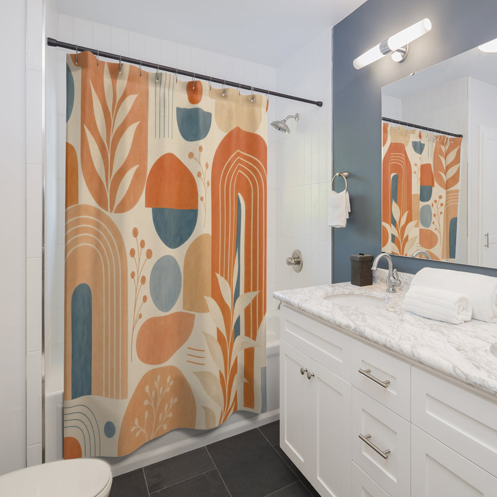 Mid Century Orange Shower Curtain