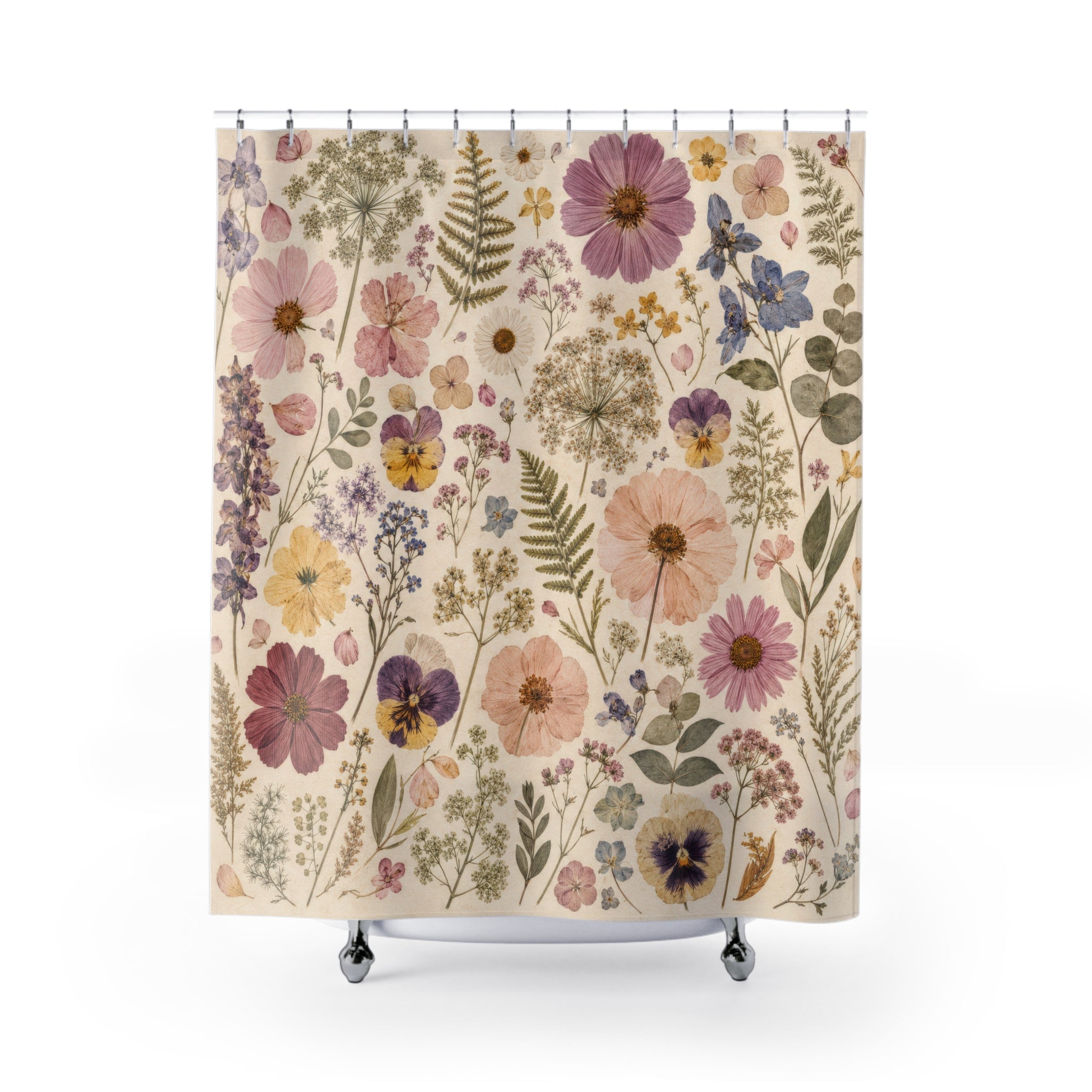 Pressed Flower Botanical Shower Curtain