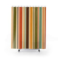Olive Mustard Vertical Cabana Stripe Shower Curtain