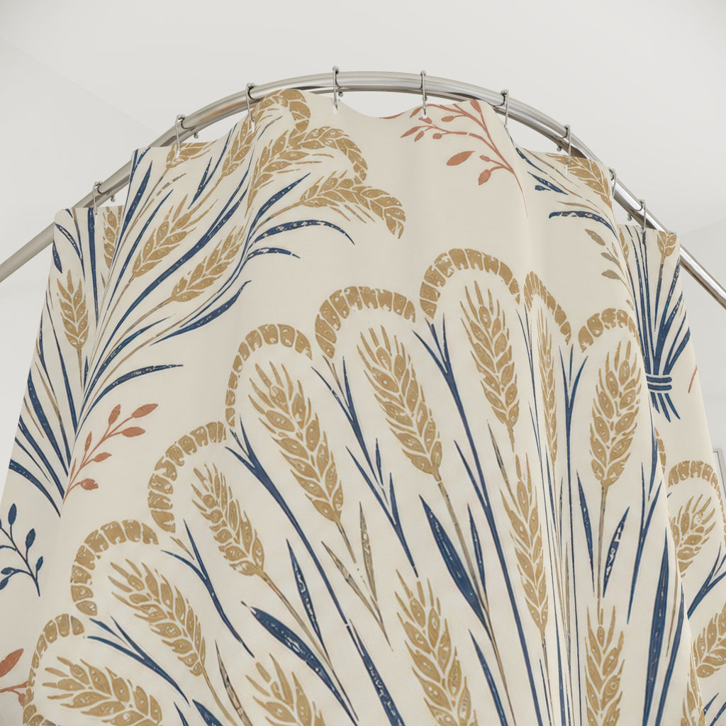 Golden Wheat Farmhouse Scalloped Shower Curtain