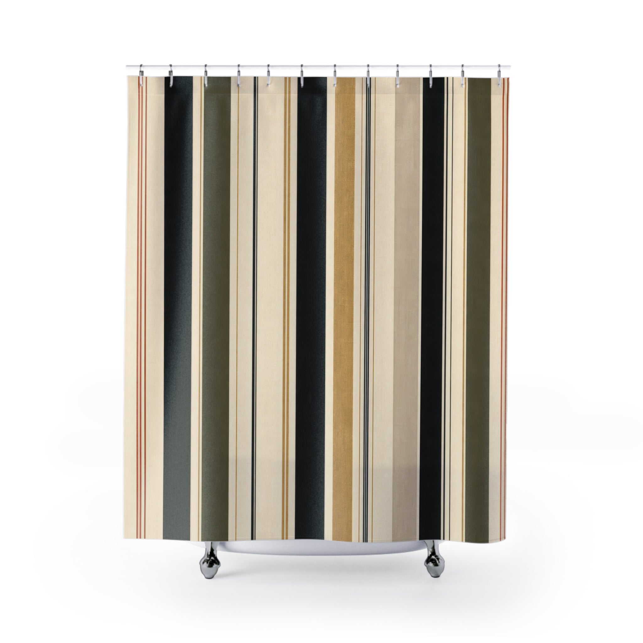 Cream Beige Vertical Stripe Shower Curtain