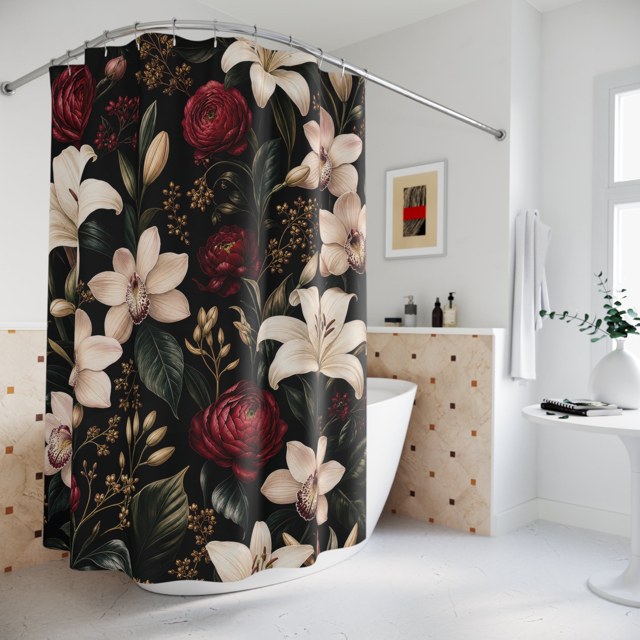 Dark Lily Shower Curtain