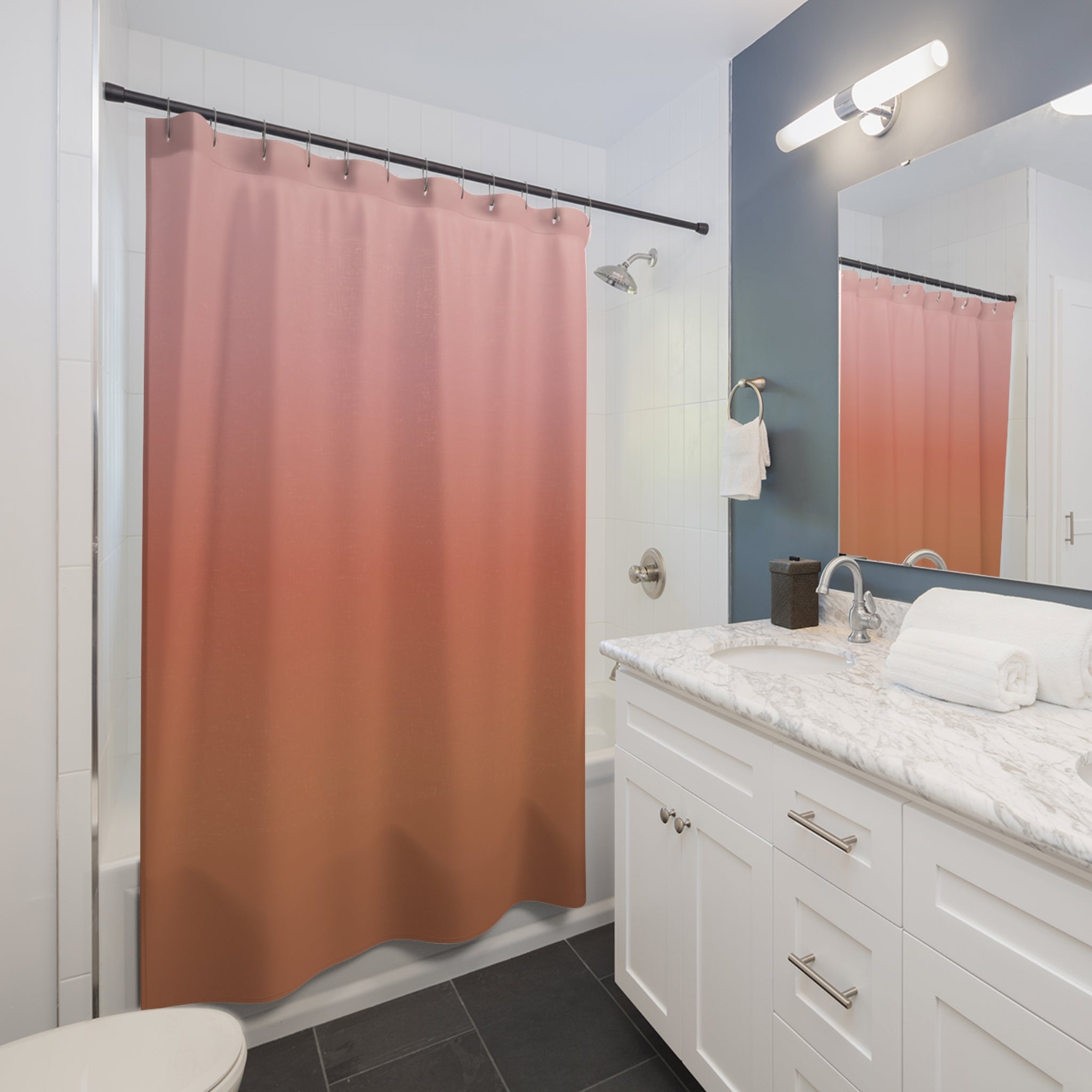 Pink Ombre Shower Curtain — Coral to Terracotta