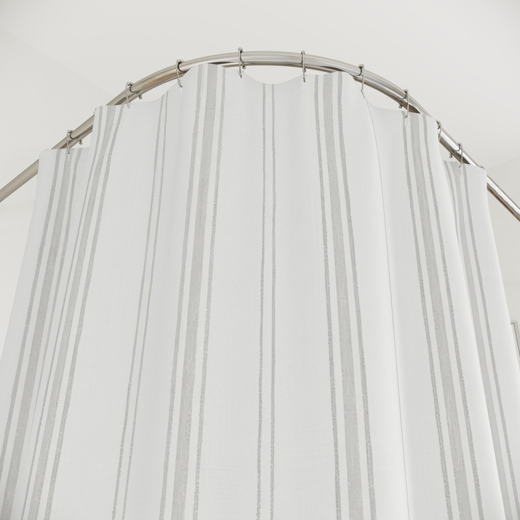 White Grey Pinstripe Shower Curtain