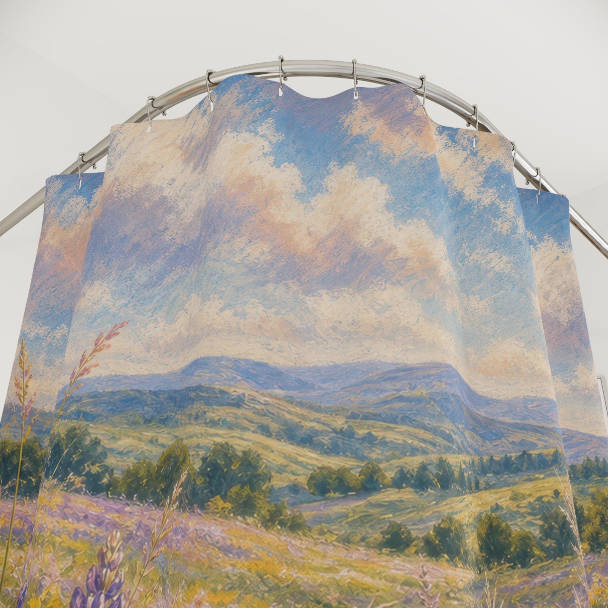 Chalk Pastel Spring Meadow Shower Curtain