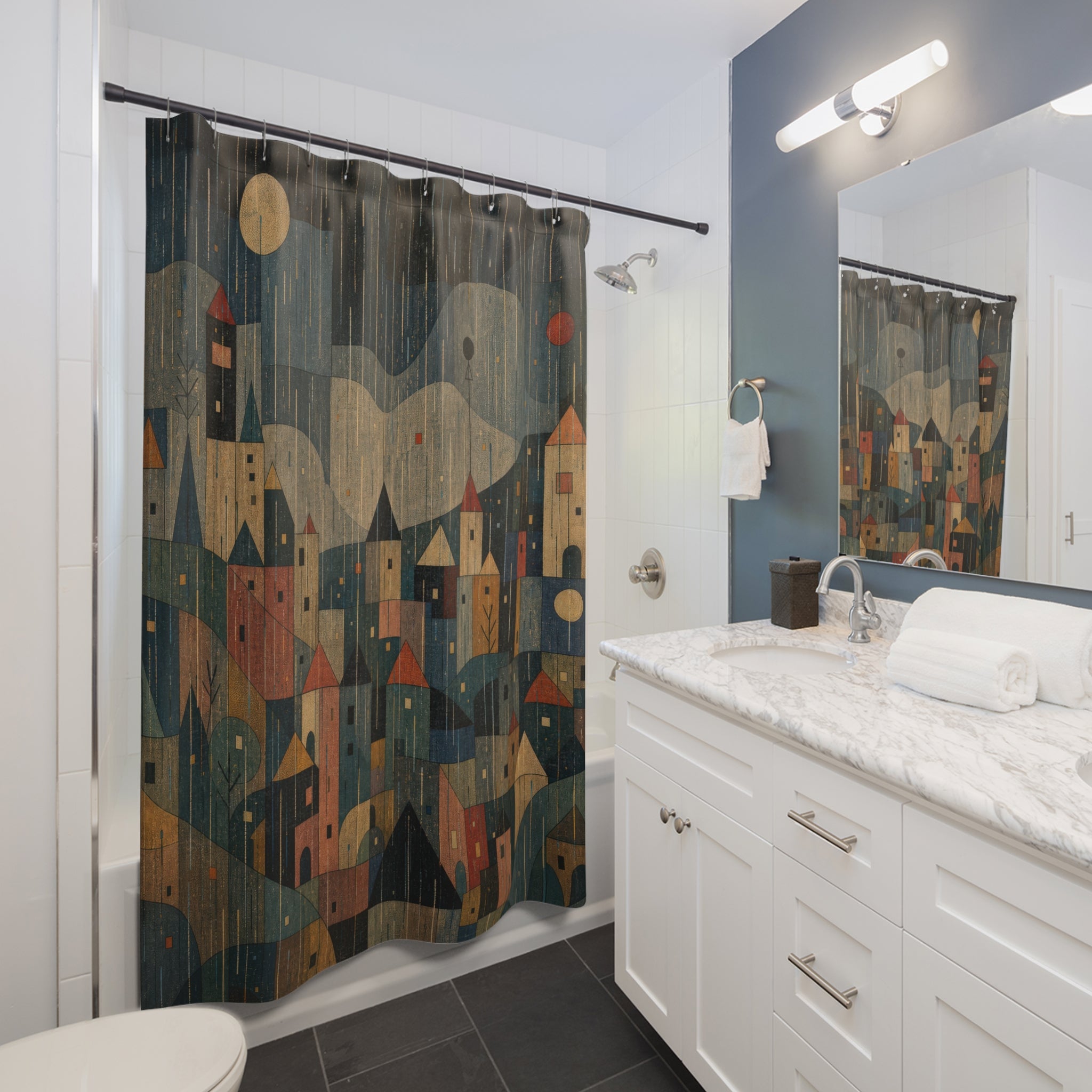 Rainy City Landscape Print Shower Curtain