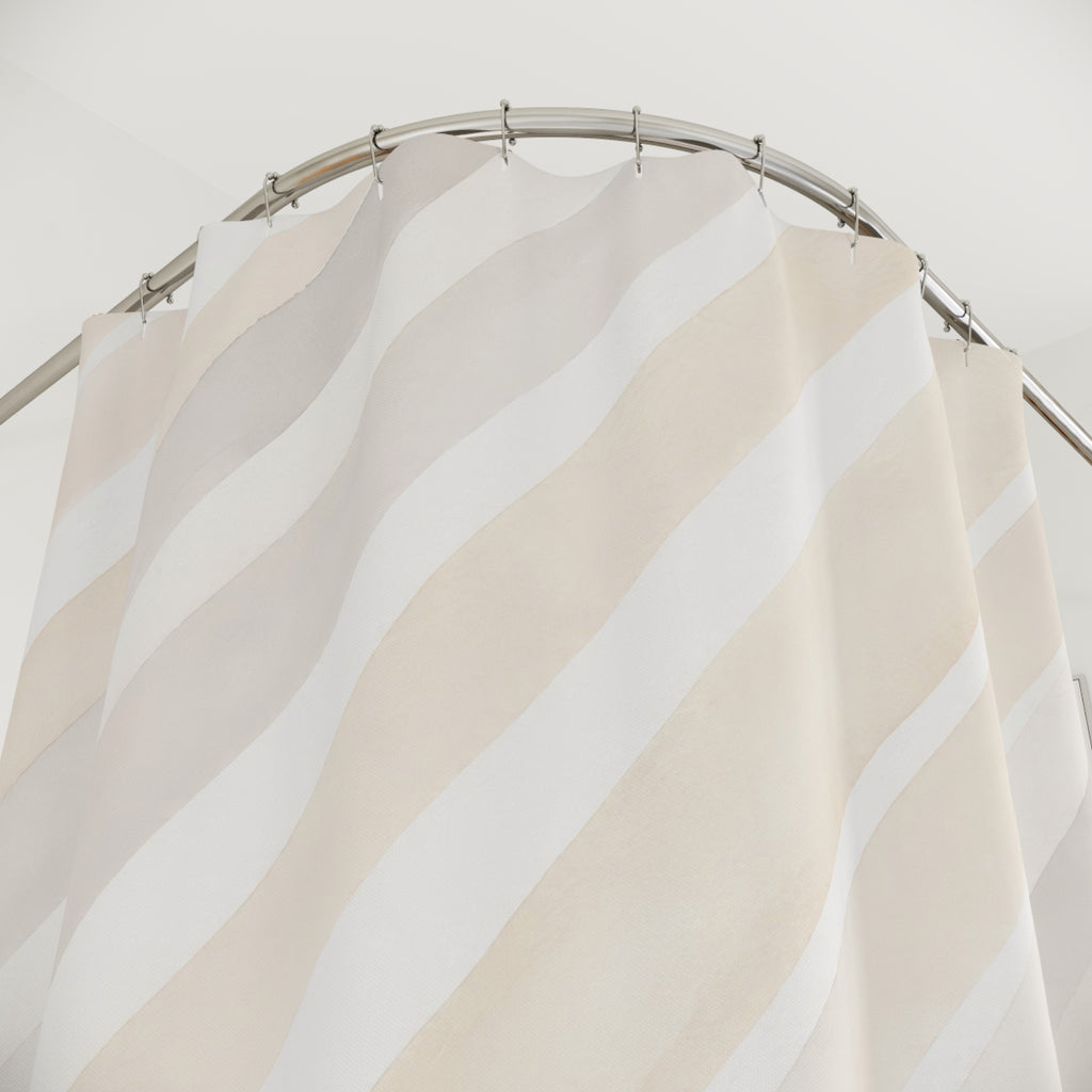 Diagonal Cream Beige Watercolor Stripe Shower Curtain