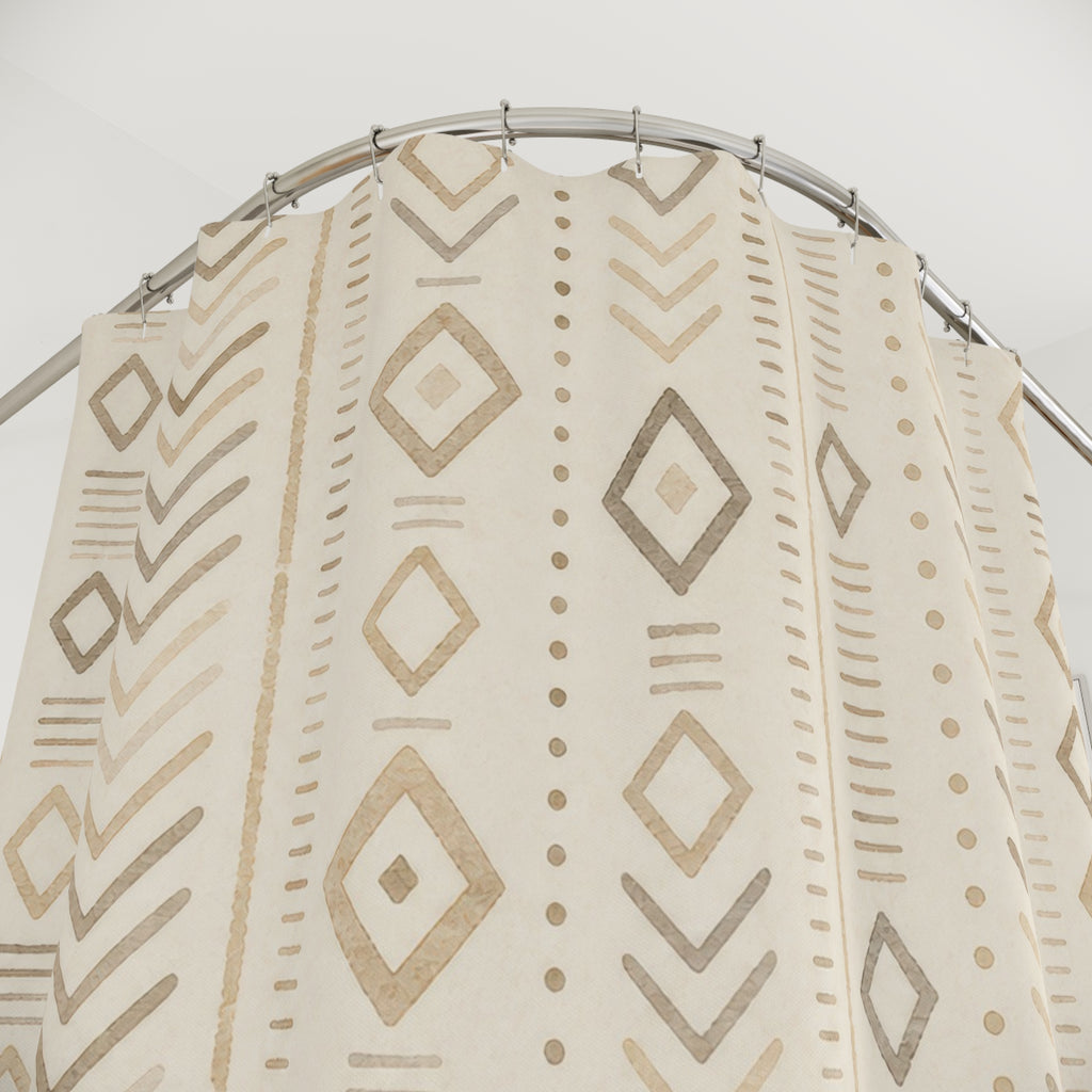 Beige Diamond Chevron Stripe Shower Curtain