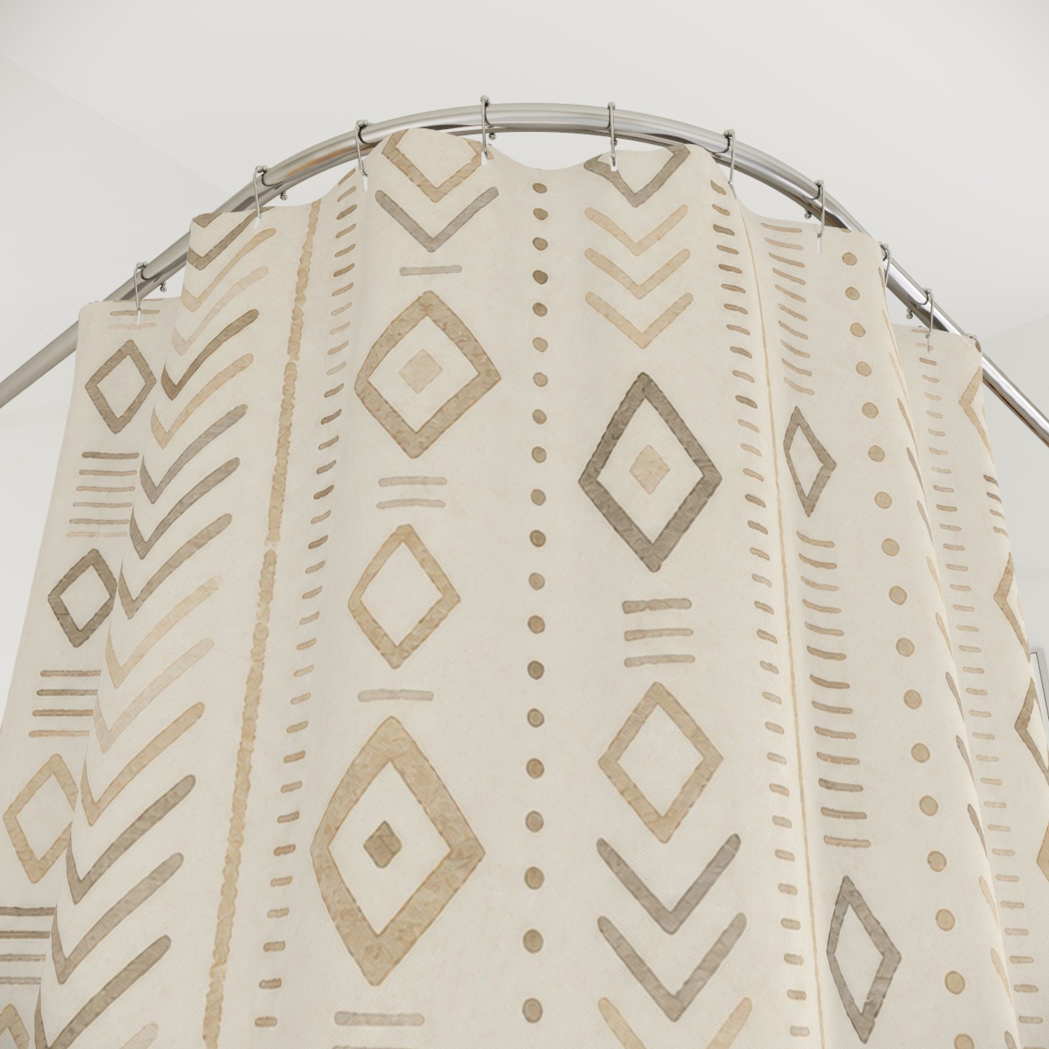 Beige Diamond Chevron Stripe Shower Curtain