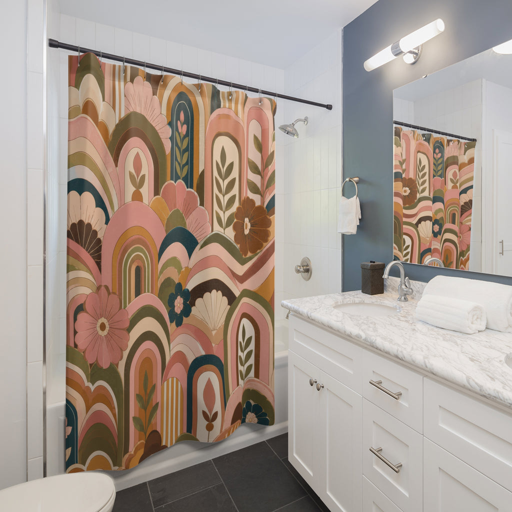 Retro Chic Floral Shower Curtain