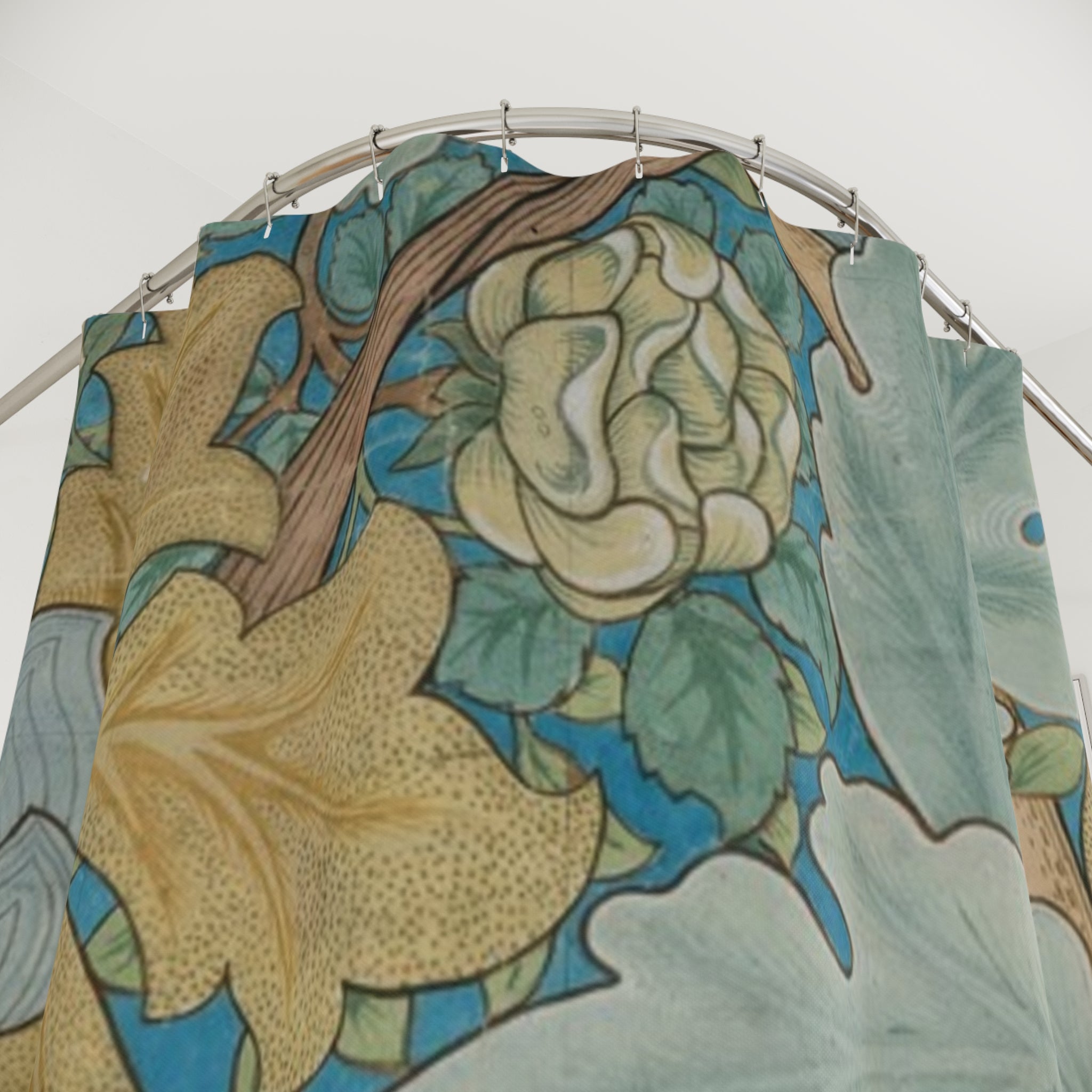 Morris St James Shower Curtain – Up Close Blue & Gold