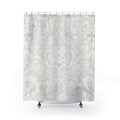 Luxury White Shower Curtain: Floral Damask