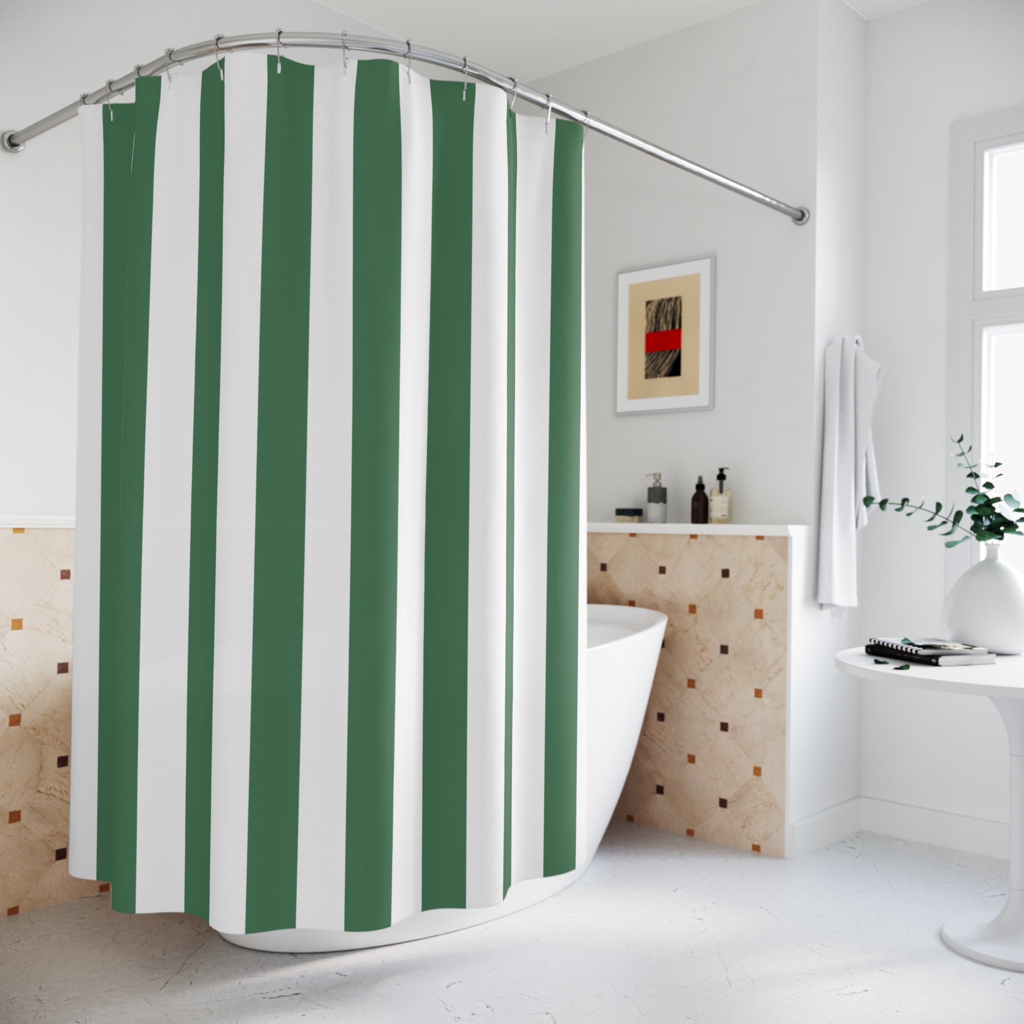 Green Stripe Shower Curtain