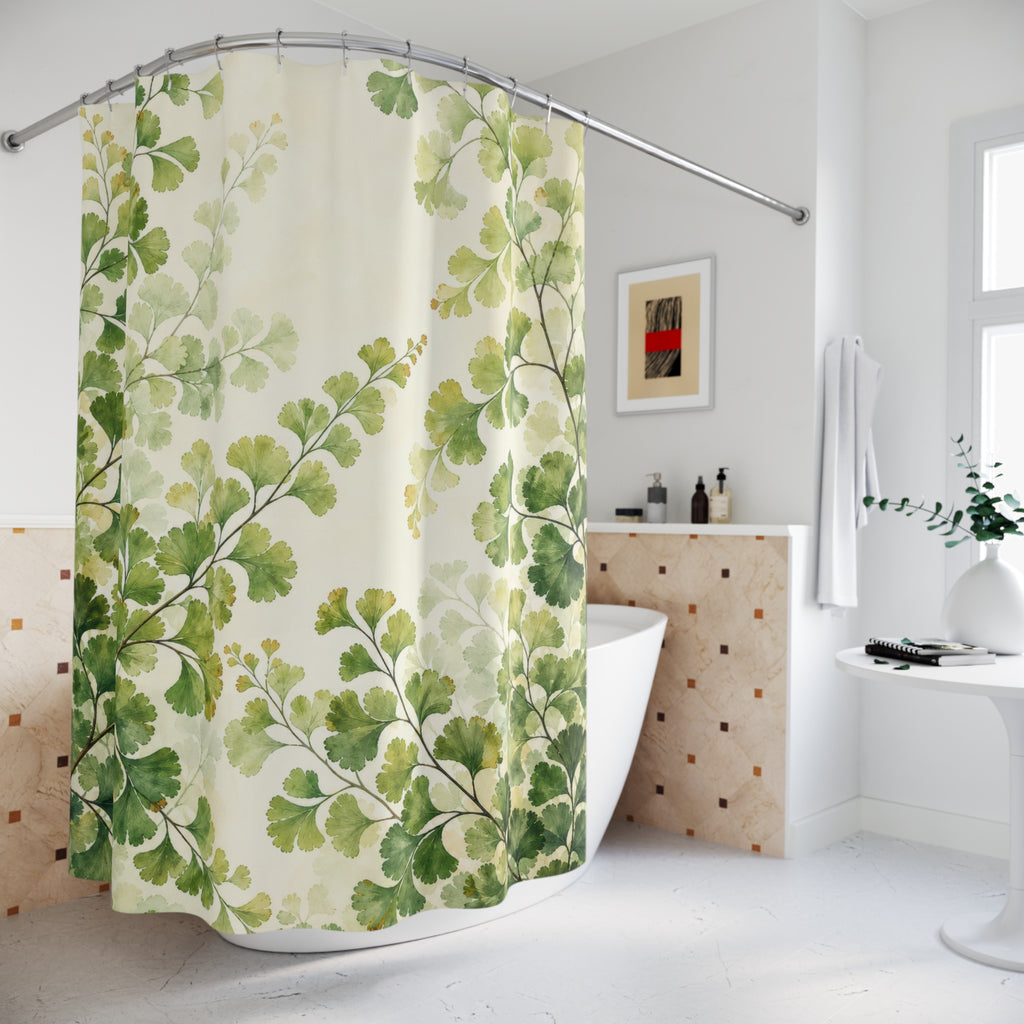 Luminous Watercolor Maidenhair Fern Shower Curtain