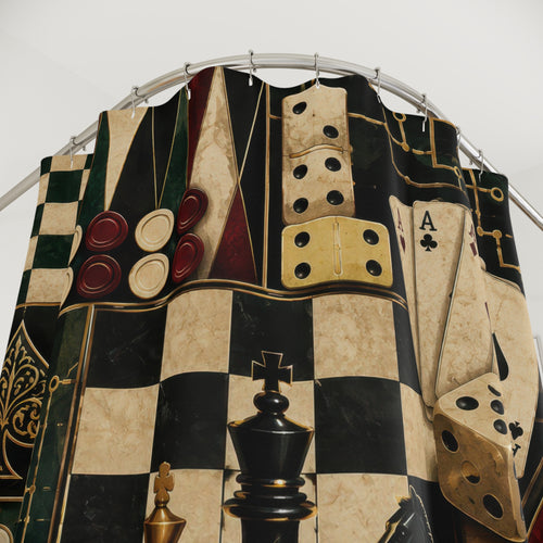 Black Gold Art Deco Games Shower Curtain