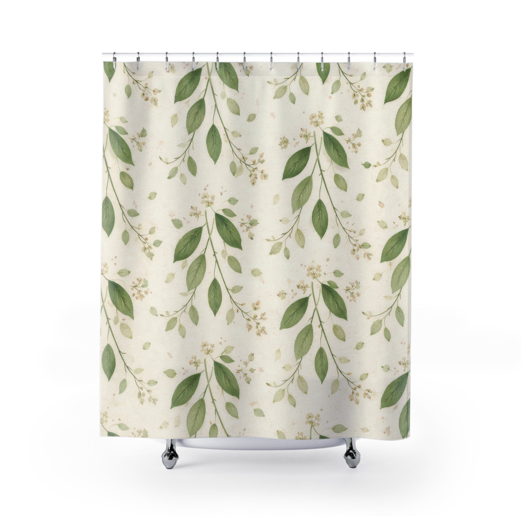 Sage Green Floral Vine Shower Curtain – Cottagecore