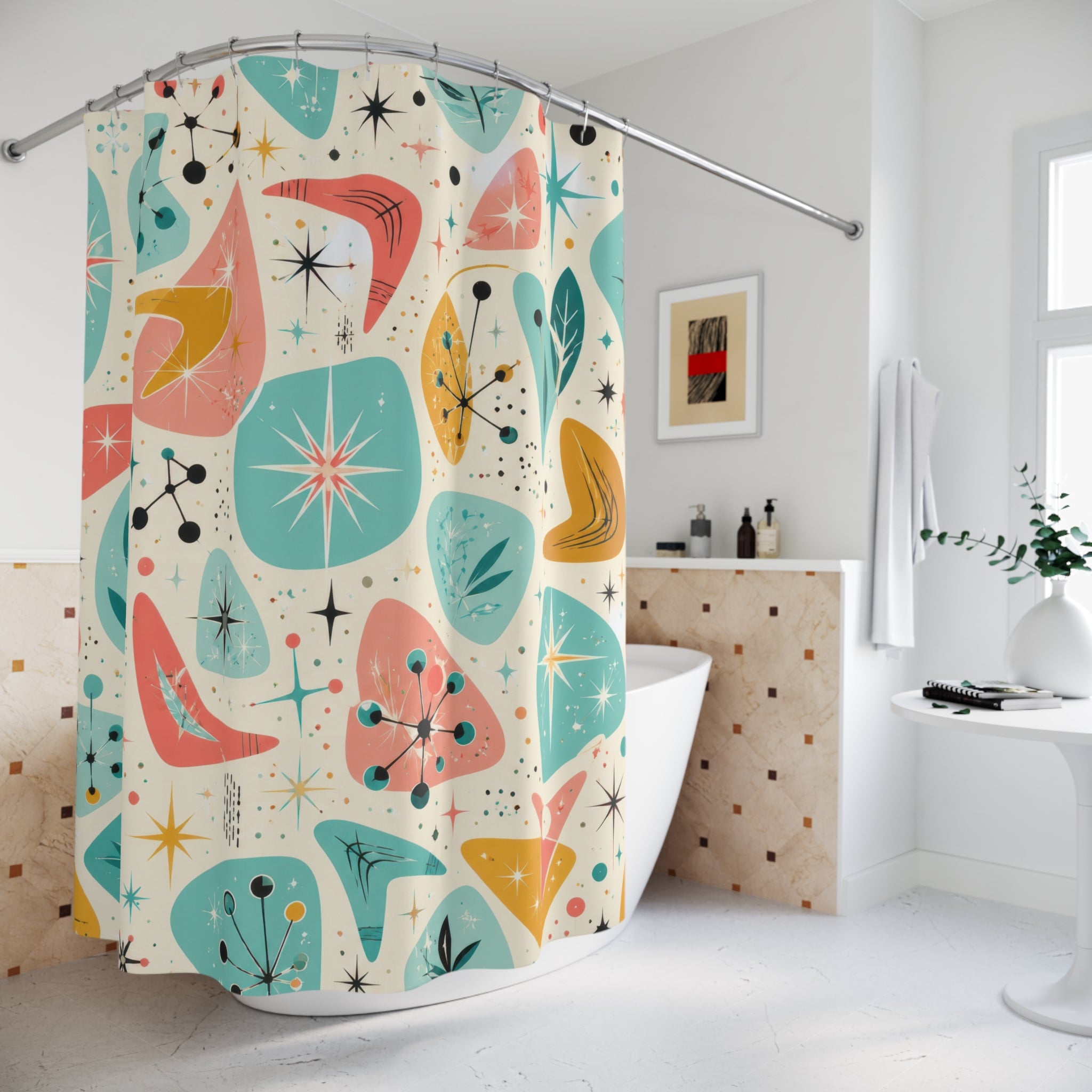 Retro Shower Curtain: Atomic Starburst